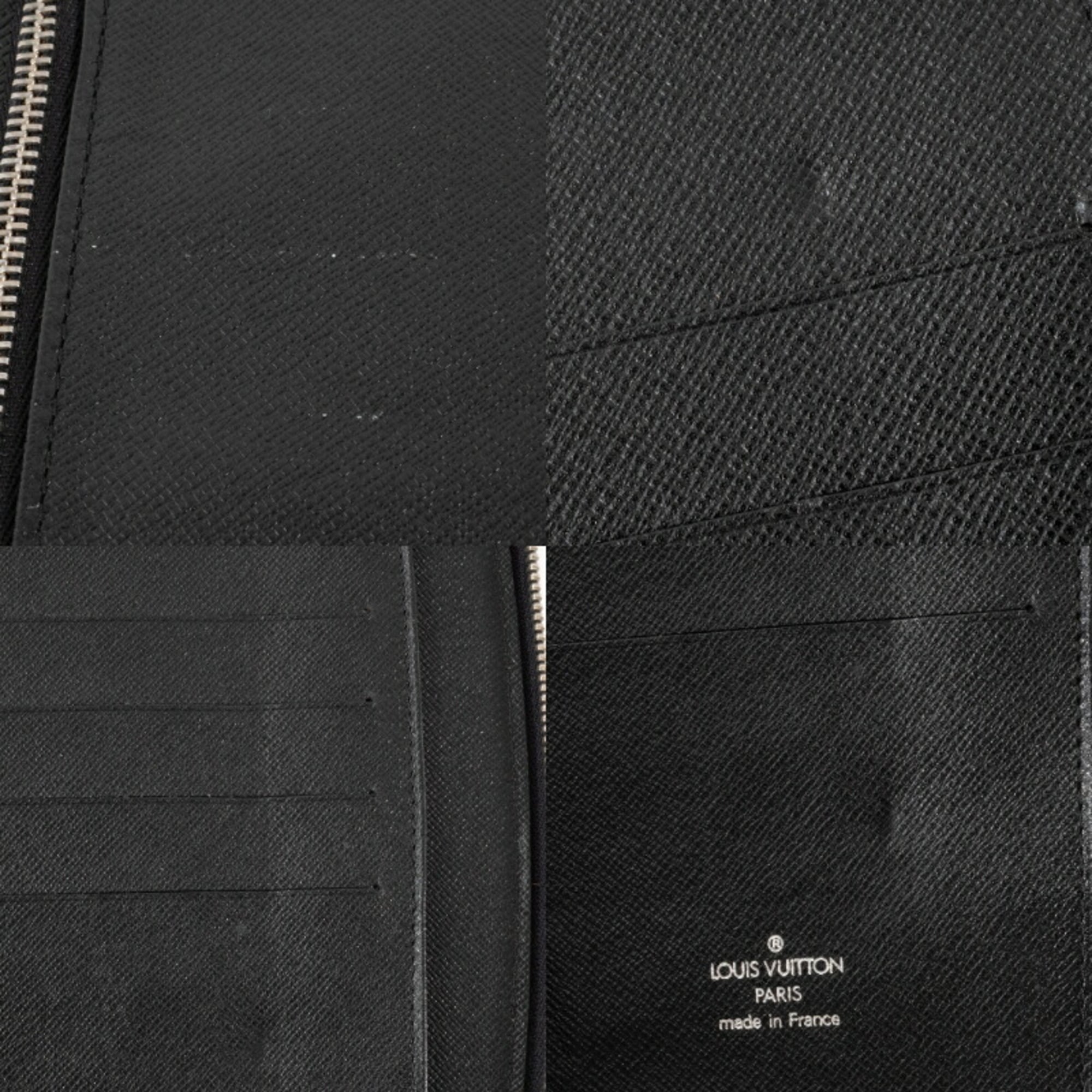 Louis Vuitton Black Taiga Leather Leather Long Bill Wallet (Bi-Fold) (Pre-Owned)