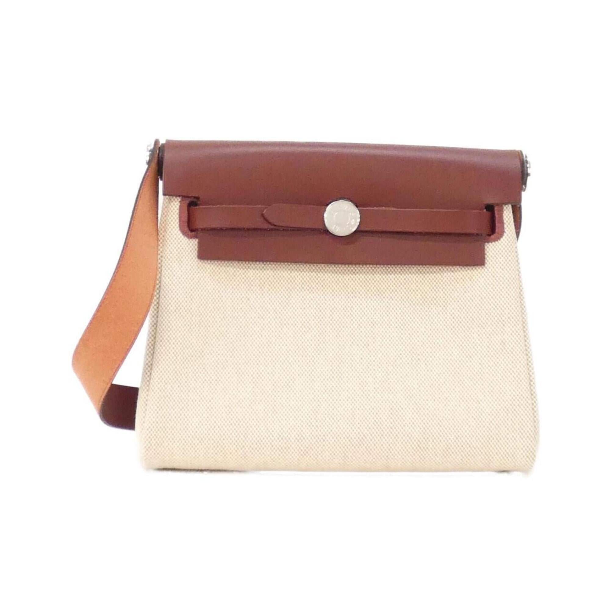 Hermes Beige Ecru Rouge H Canvas Leather Shoulder Bag (Pre-Owned)