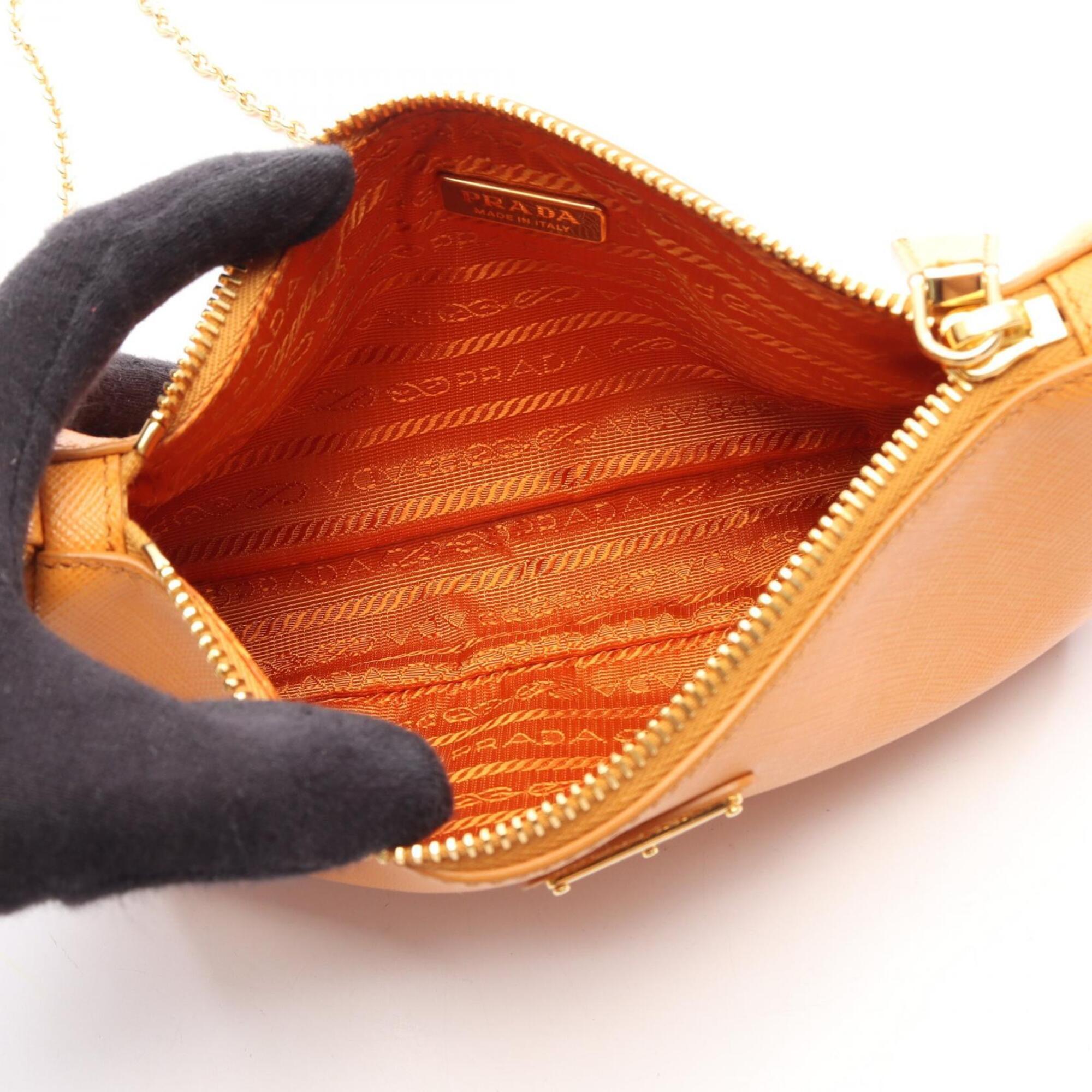 Prada Orange Saffiano Triangle Handbag Shoulder Bag (Pre-Owned)