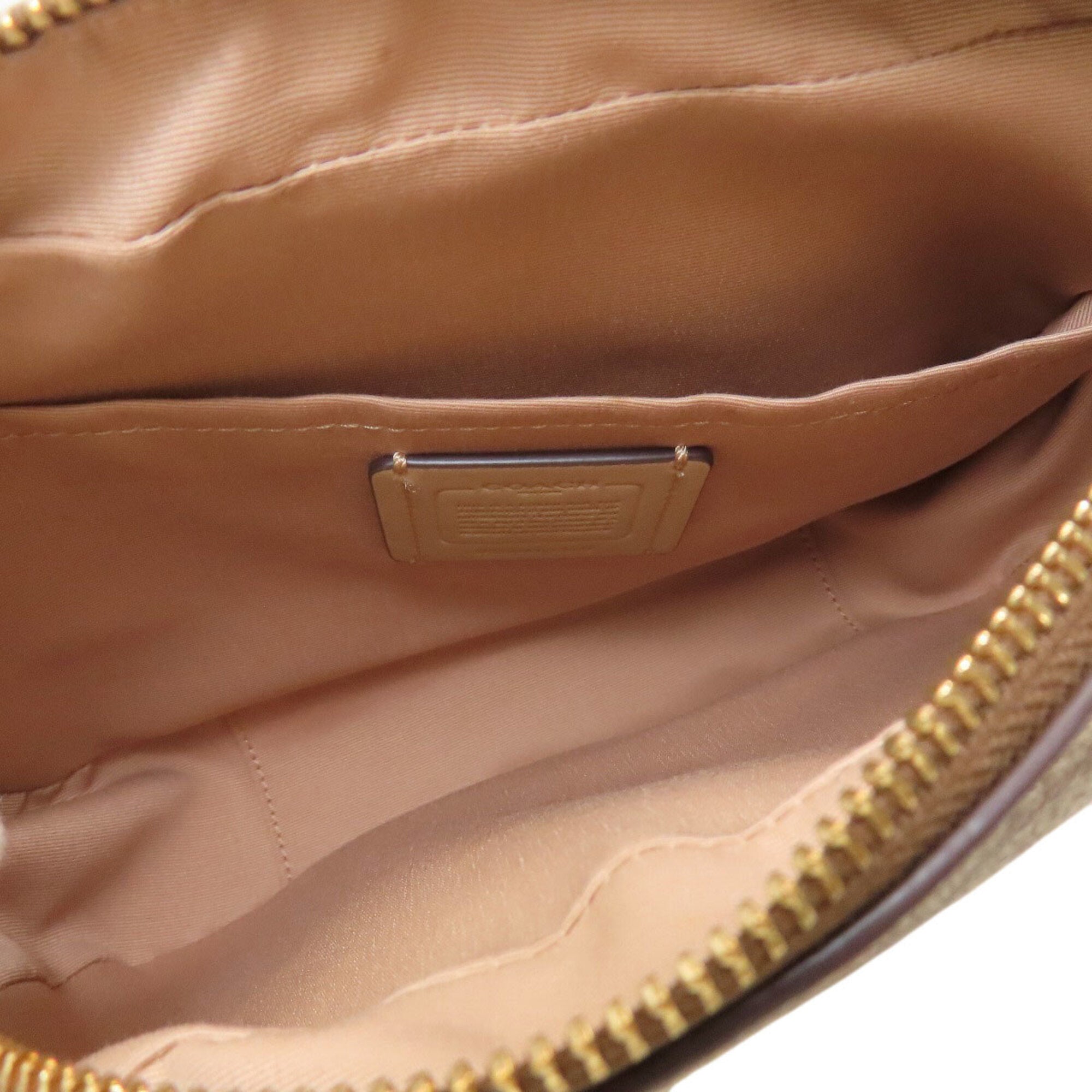Coach Beige Signature Line Pvc Shoulder Bag (Pre-Owned)