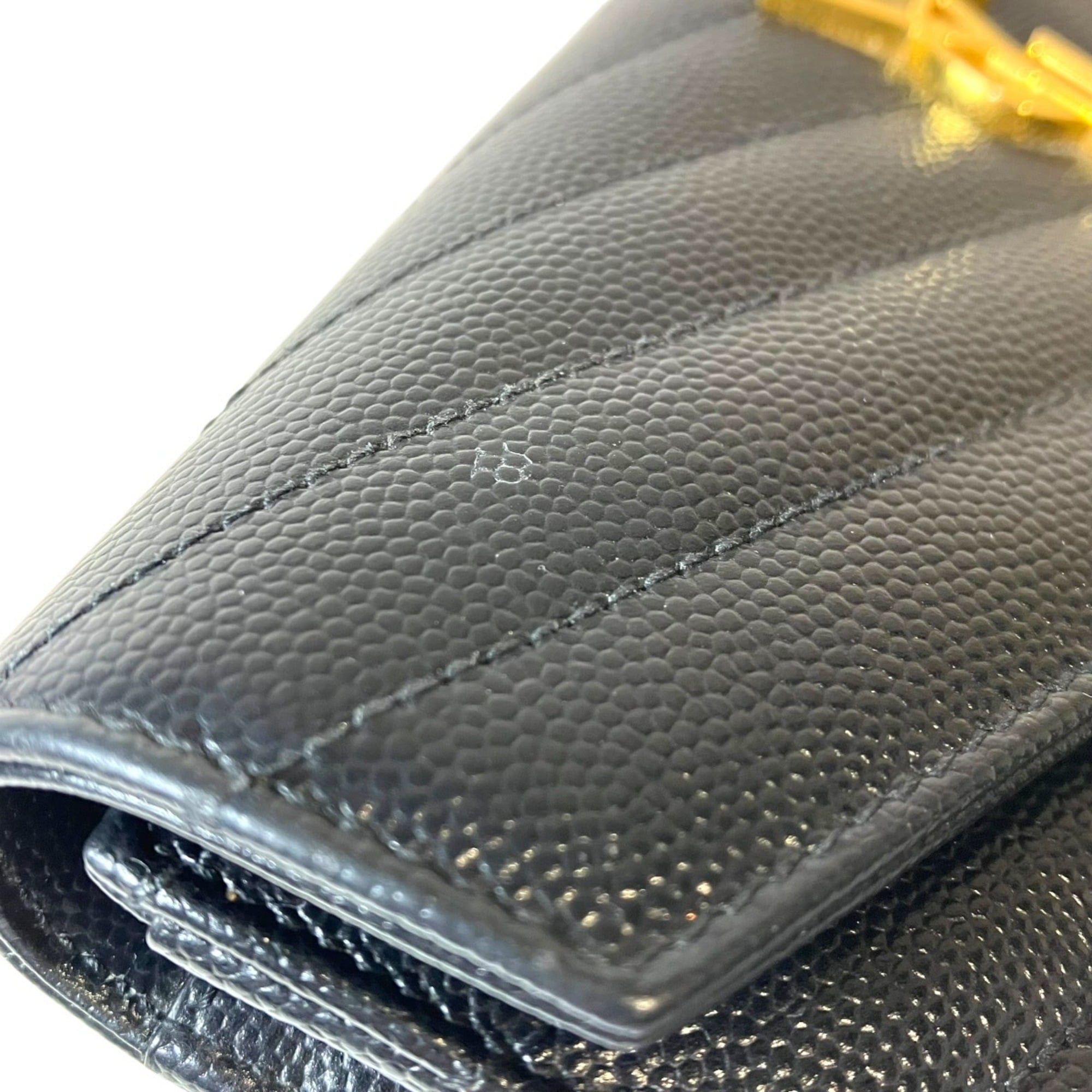 Saint Laurent Black Leather Long Wallet (Bi-Fold) (Pre-Owned)