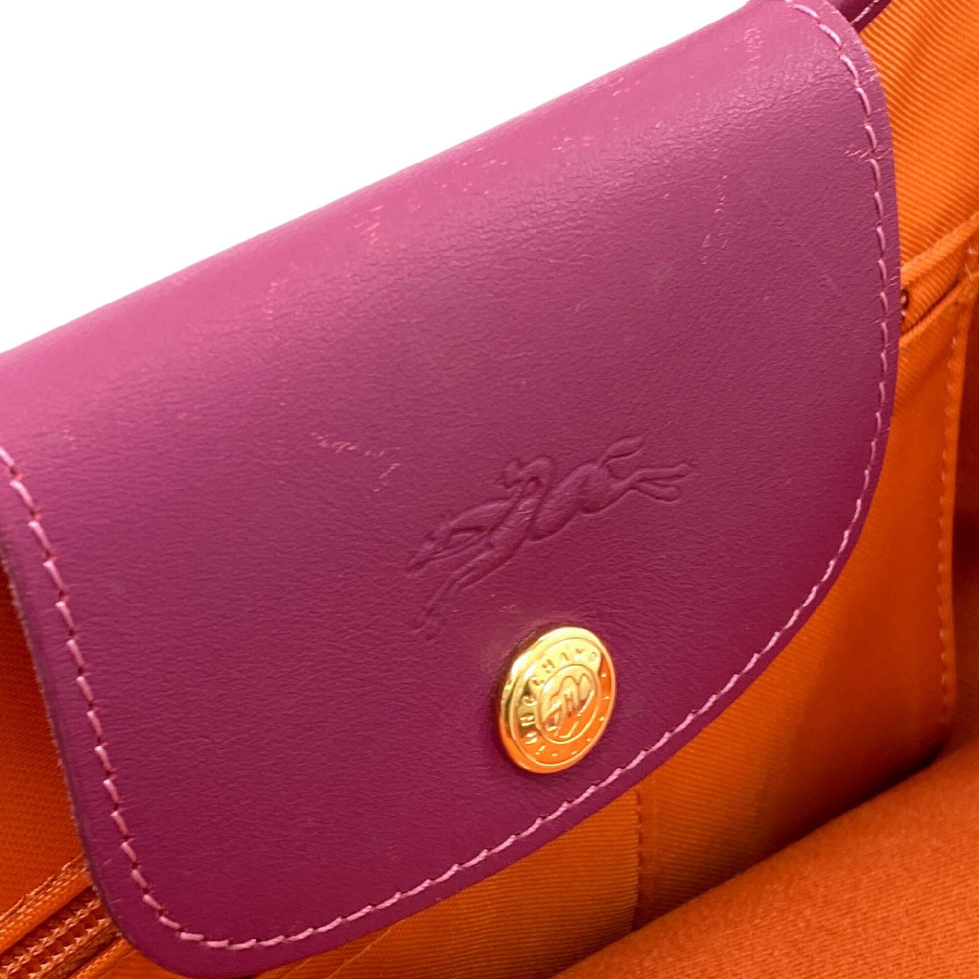 Longchamp Orange Pink Purple Canvas Tote Bag (Pre-Owned)