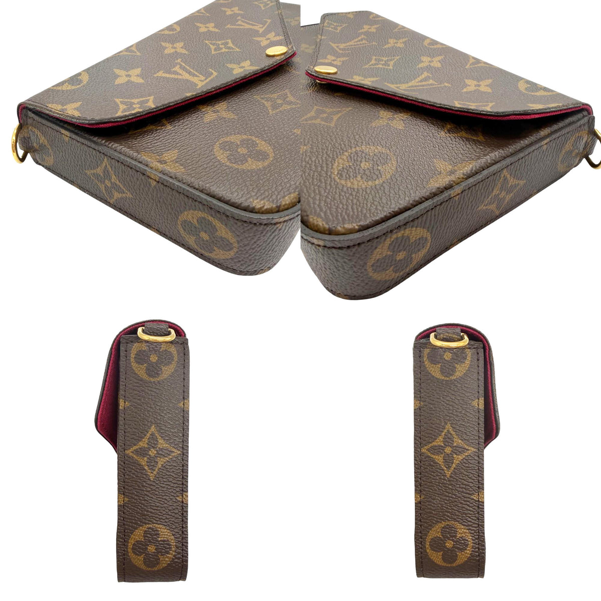 Louis Vuitton Brown Fuchsia Monogram Clutch Bag Pochette Pouch Shoulder Bag (Pre-Owned)