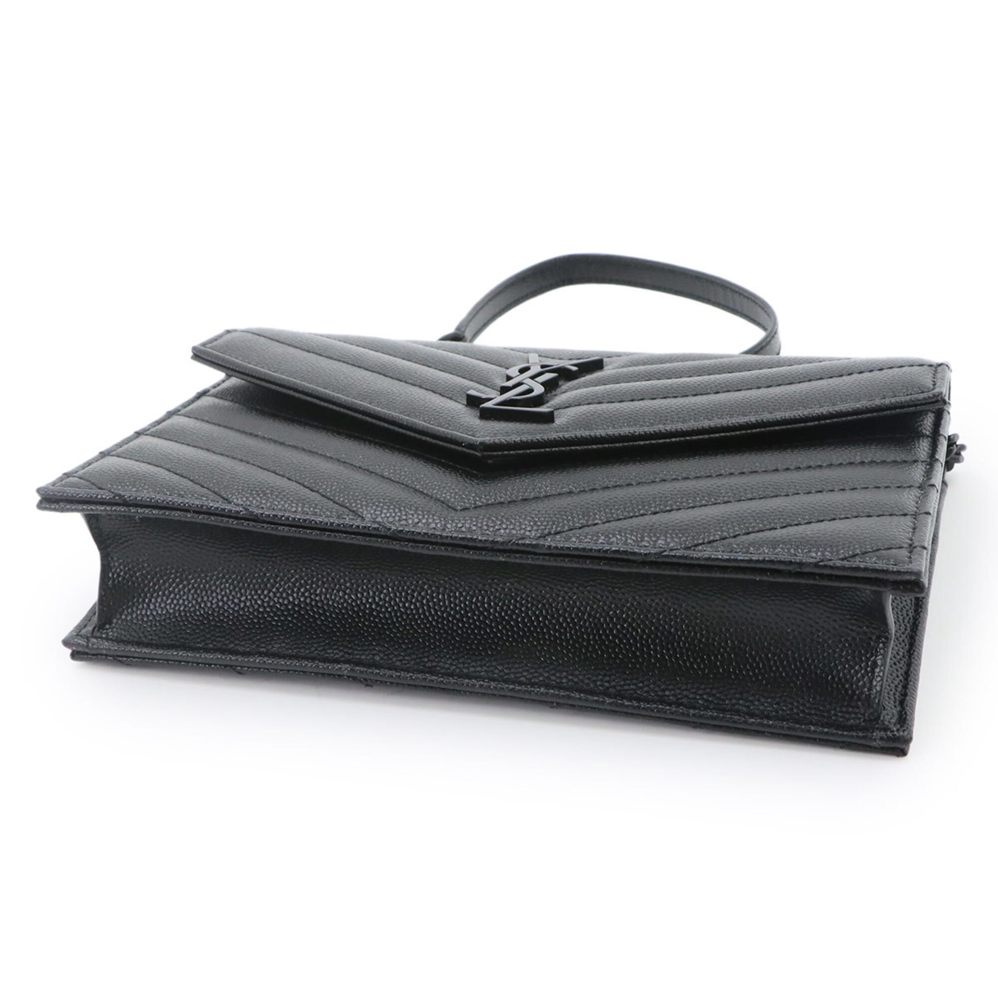 Saint Laurent Black Leather Chain/Shoulder Wallet (Pre-Owned)