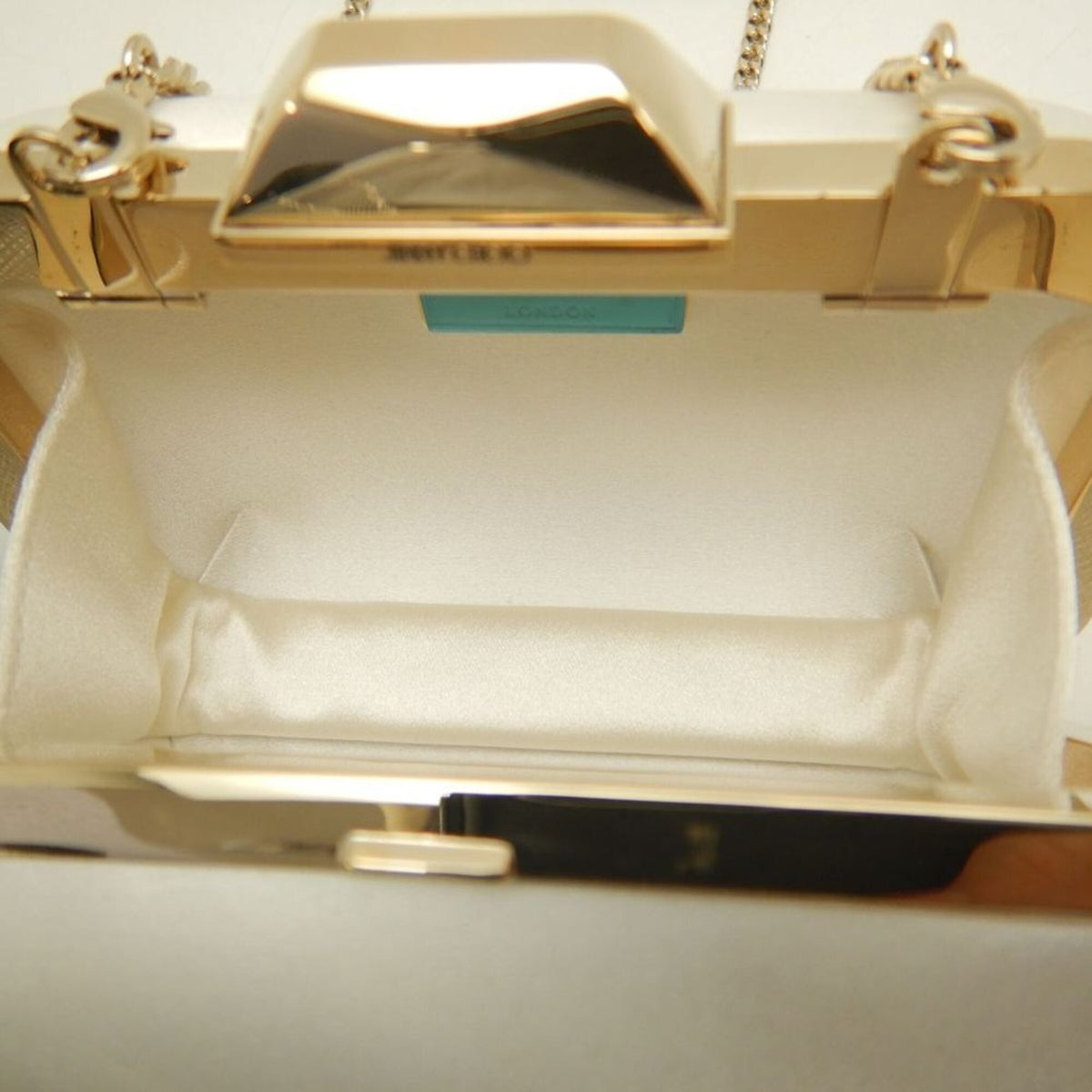 Jimmy Choo Off-White Satin Clutch Bag (Pre-Owned)