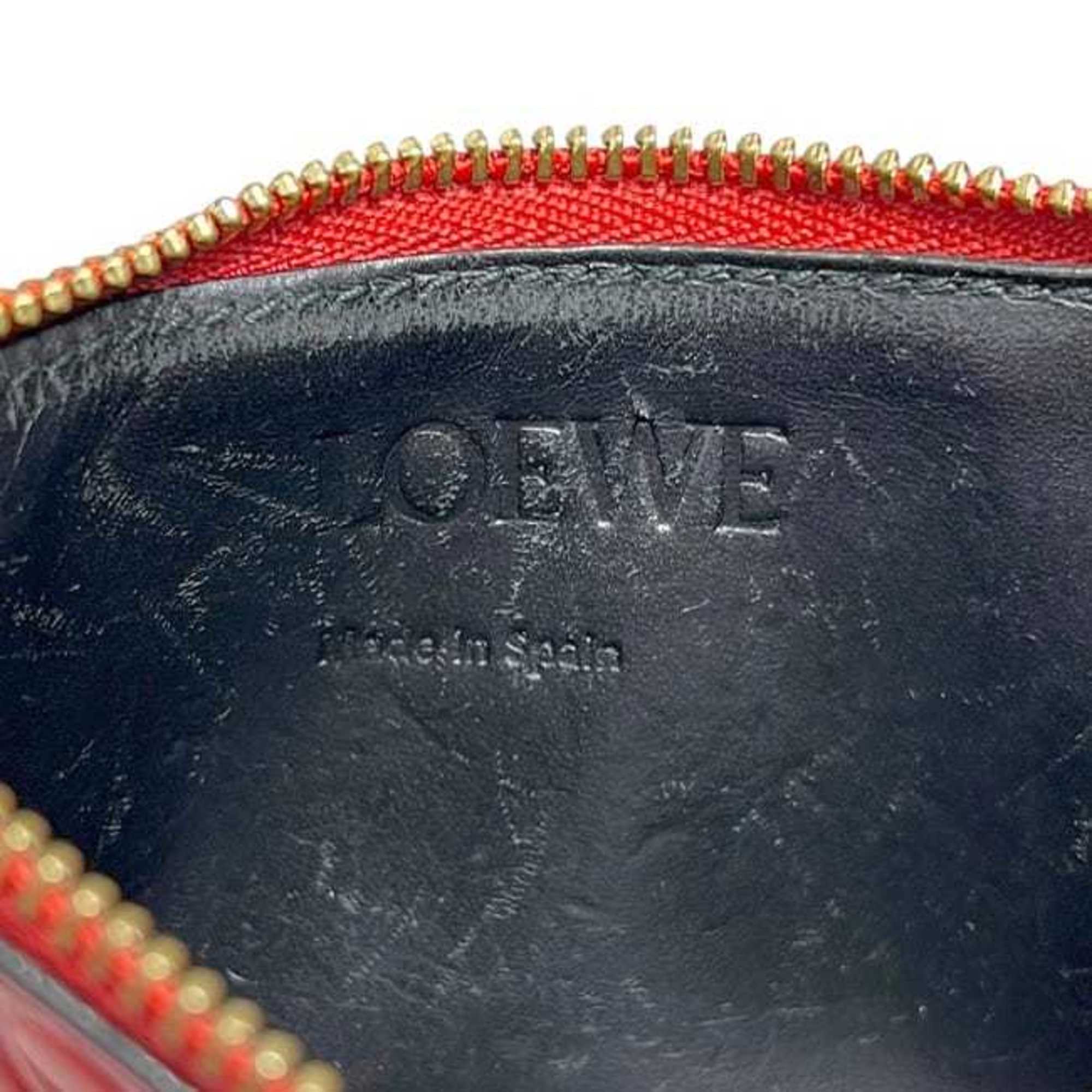 Loewe Red Color Leather Long Wallet (Bi-Fold) (Pre-Owned)