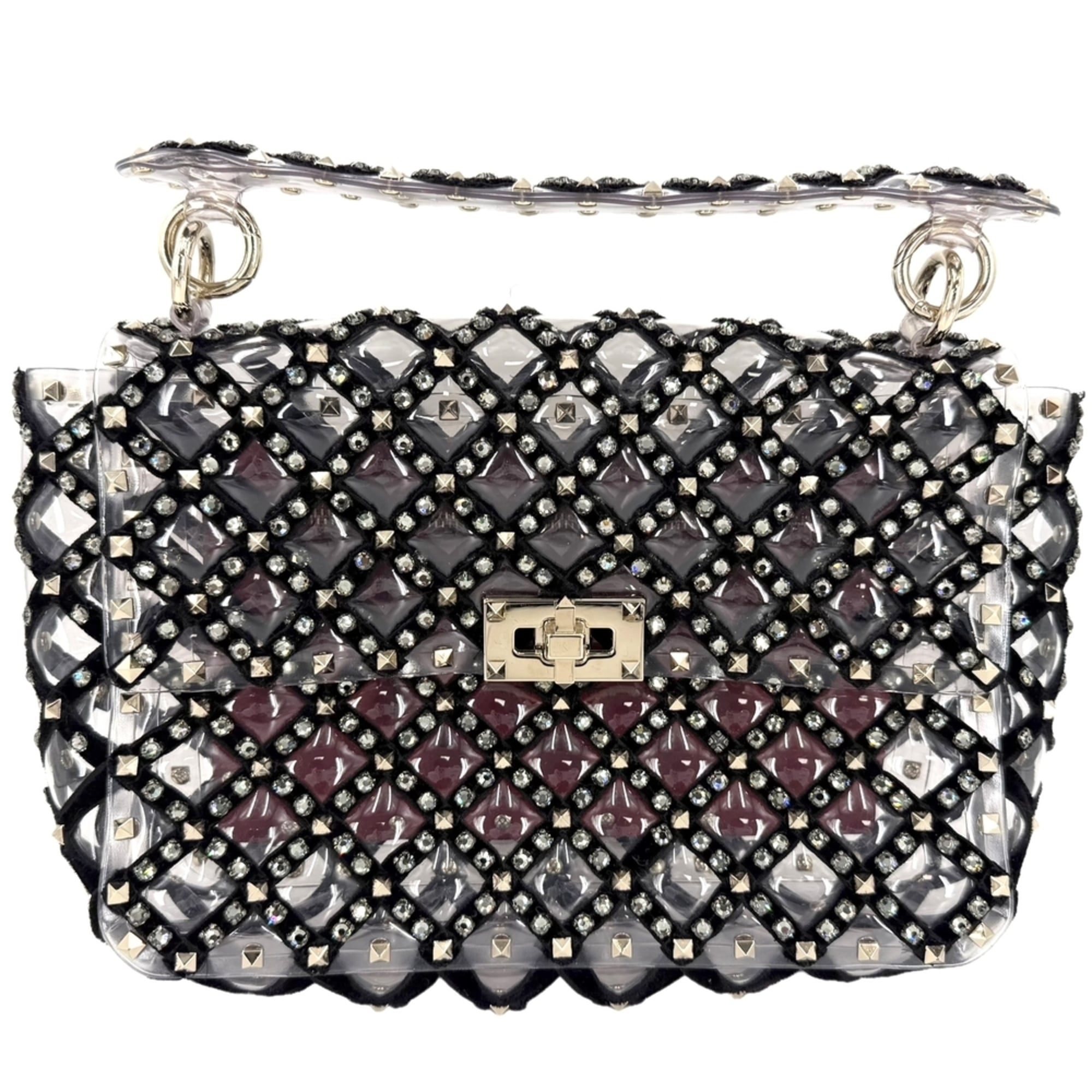 Valentino Garavani Black Clear Black White Pvc Handbag (Pre-Owned)
