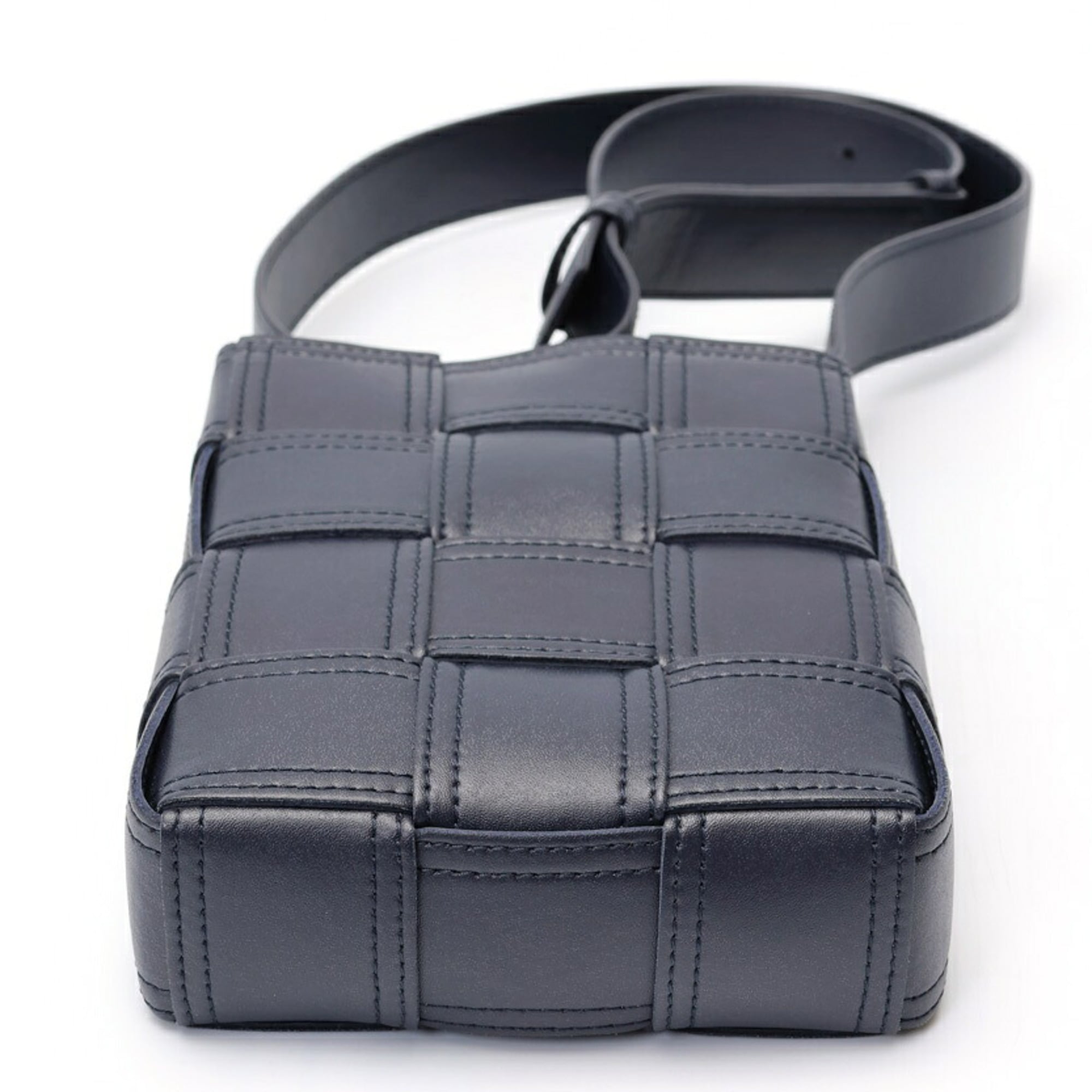 Bottega Veneta Navy Intrecciato Leather Sling Bag (Pre-Owned)