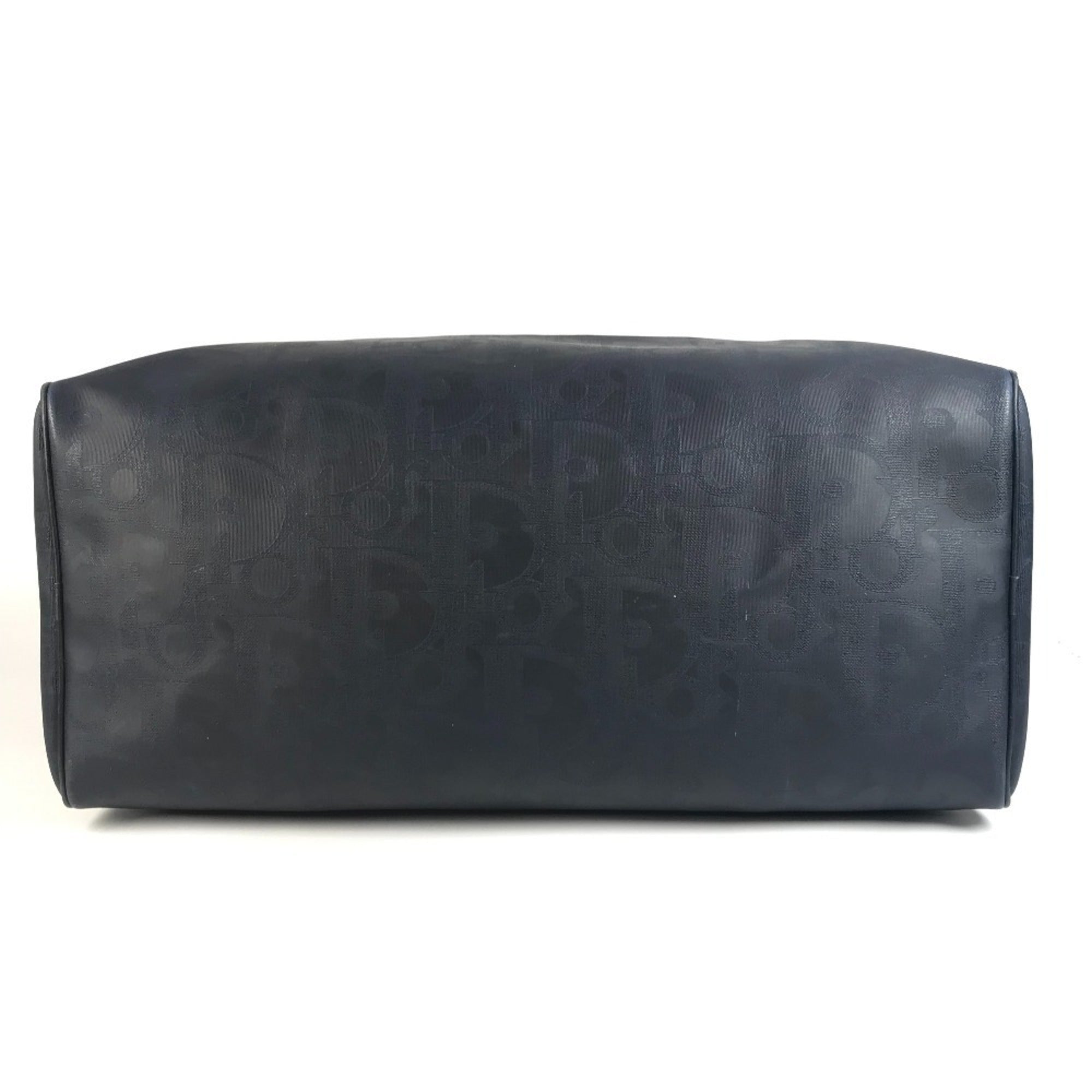 Christian Dior Navy Pvc Leather Boston Bag Handbag (Pre-Owned)
