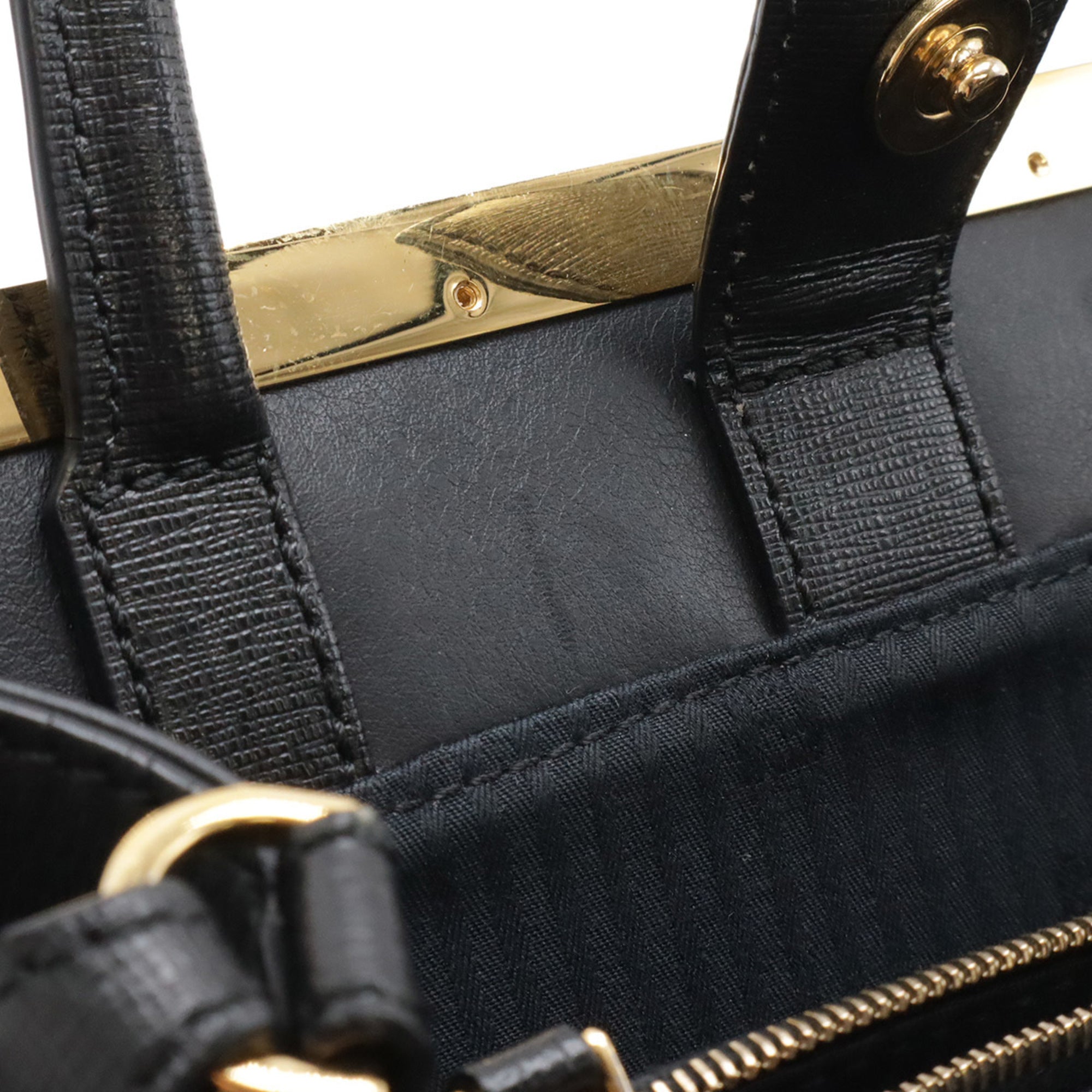 Fendi Black Leather Handbag Shoulder Bag Tote Bag (Pre-Owned)