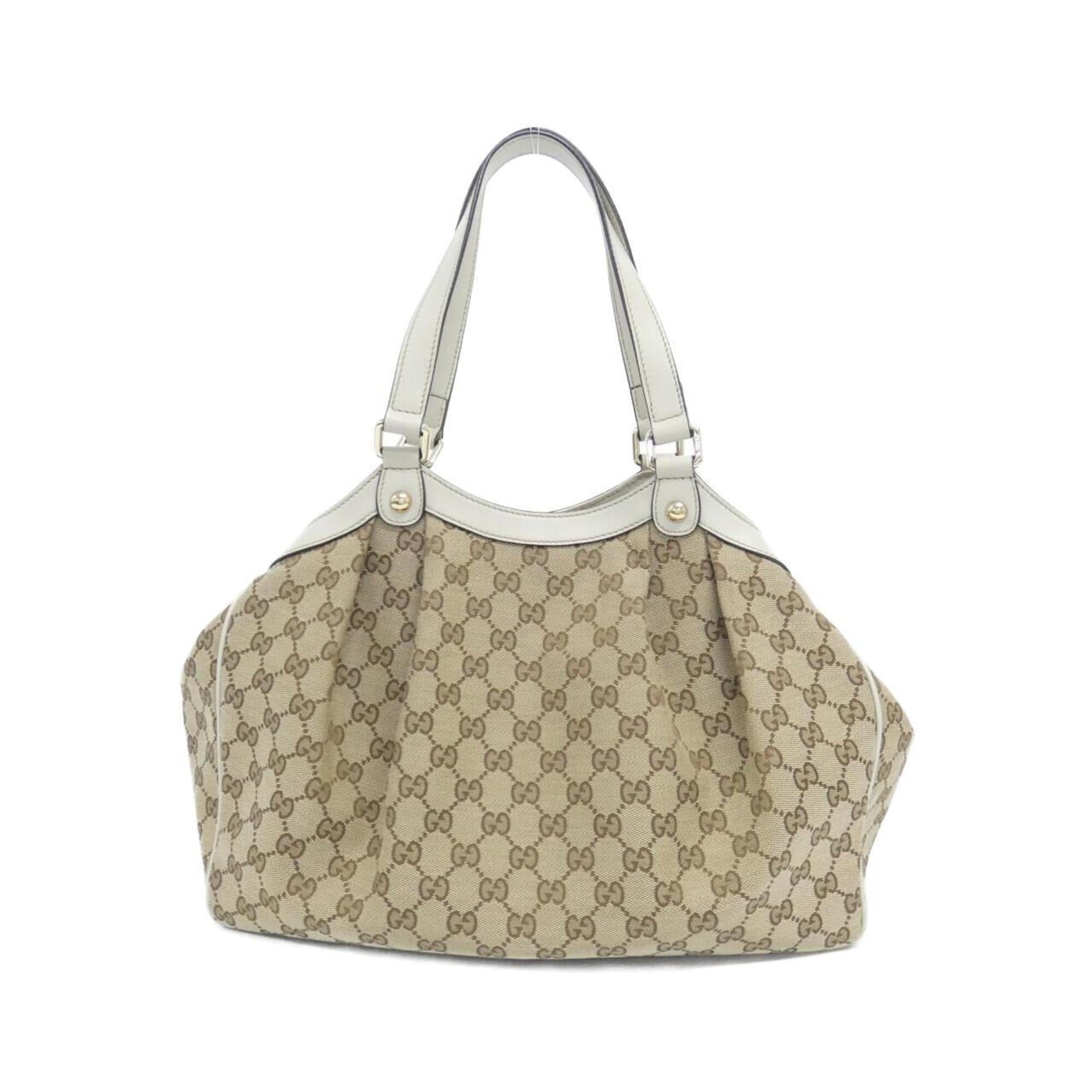Gucci Beige Ivory Gg Canvas Handbag (Pre-Owned)