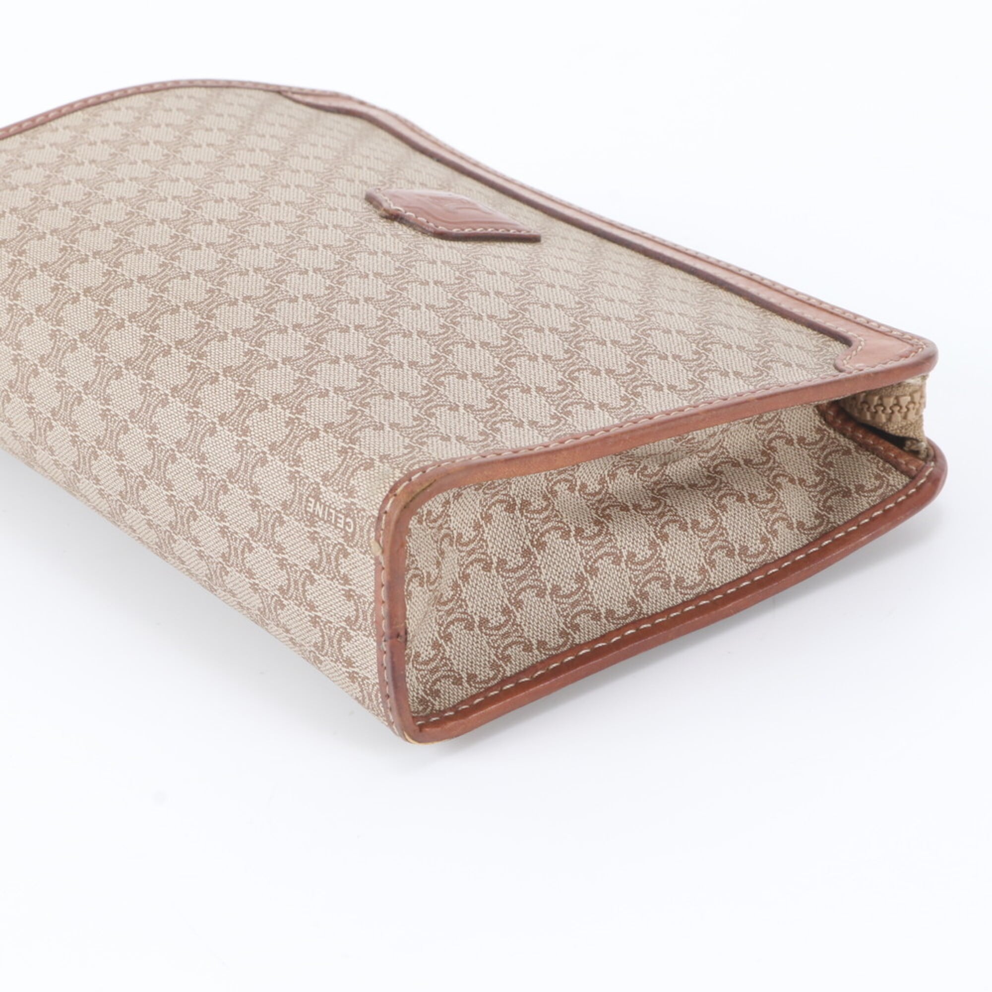 Celine Macadam Brown Coated Canvas Leather Clutch Bag Handbag Pouch (Pre-Owned)