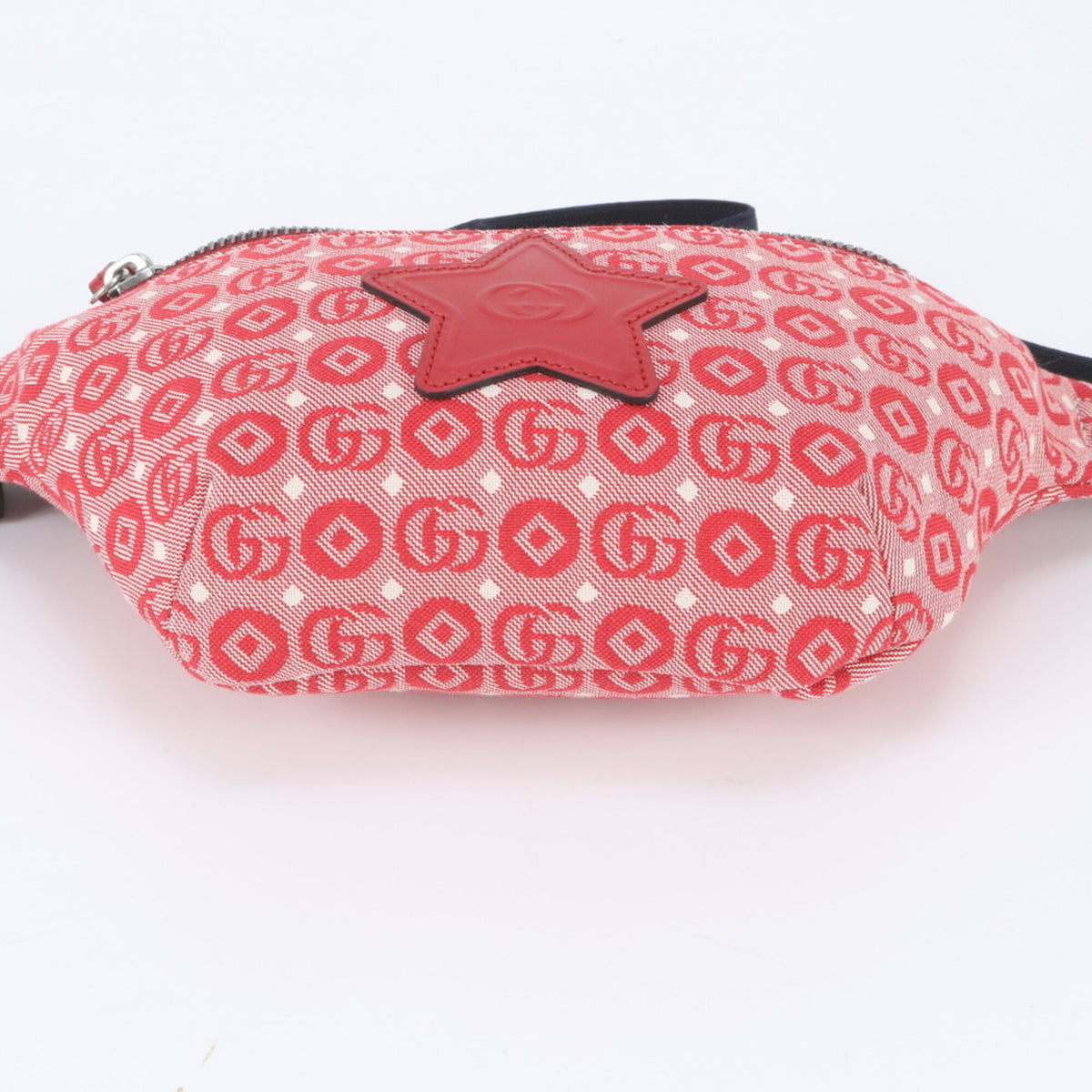 Gucci Navy Red Color Leather Canvas Pouch Shoulder Bag Sling Bag (Pre-Owned)