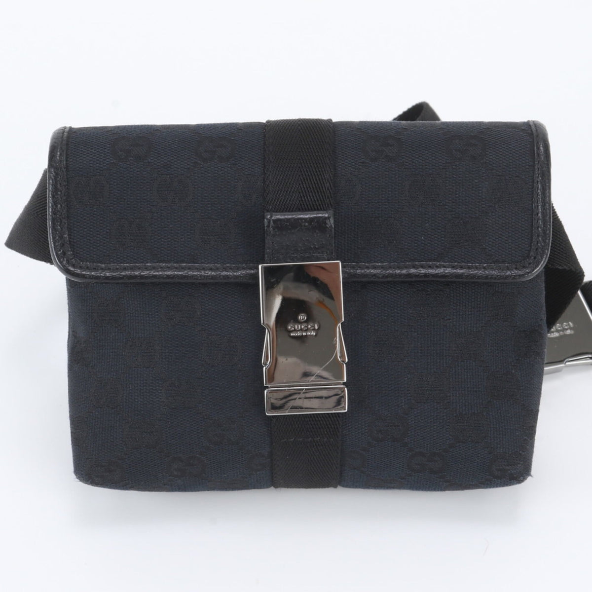 Gucci Black Leather Canvas Pouch Shoulder Bag Sling Bag (Pre-Owned)