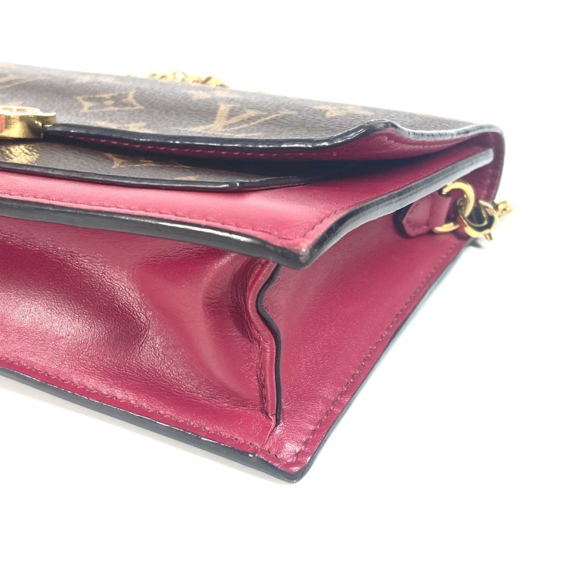 Louis Vuitton Brown Fuchsia Pink Monogram Clutch Bag Shoulder Bag (Pre-Owned)