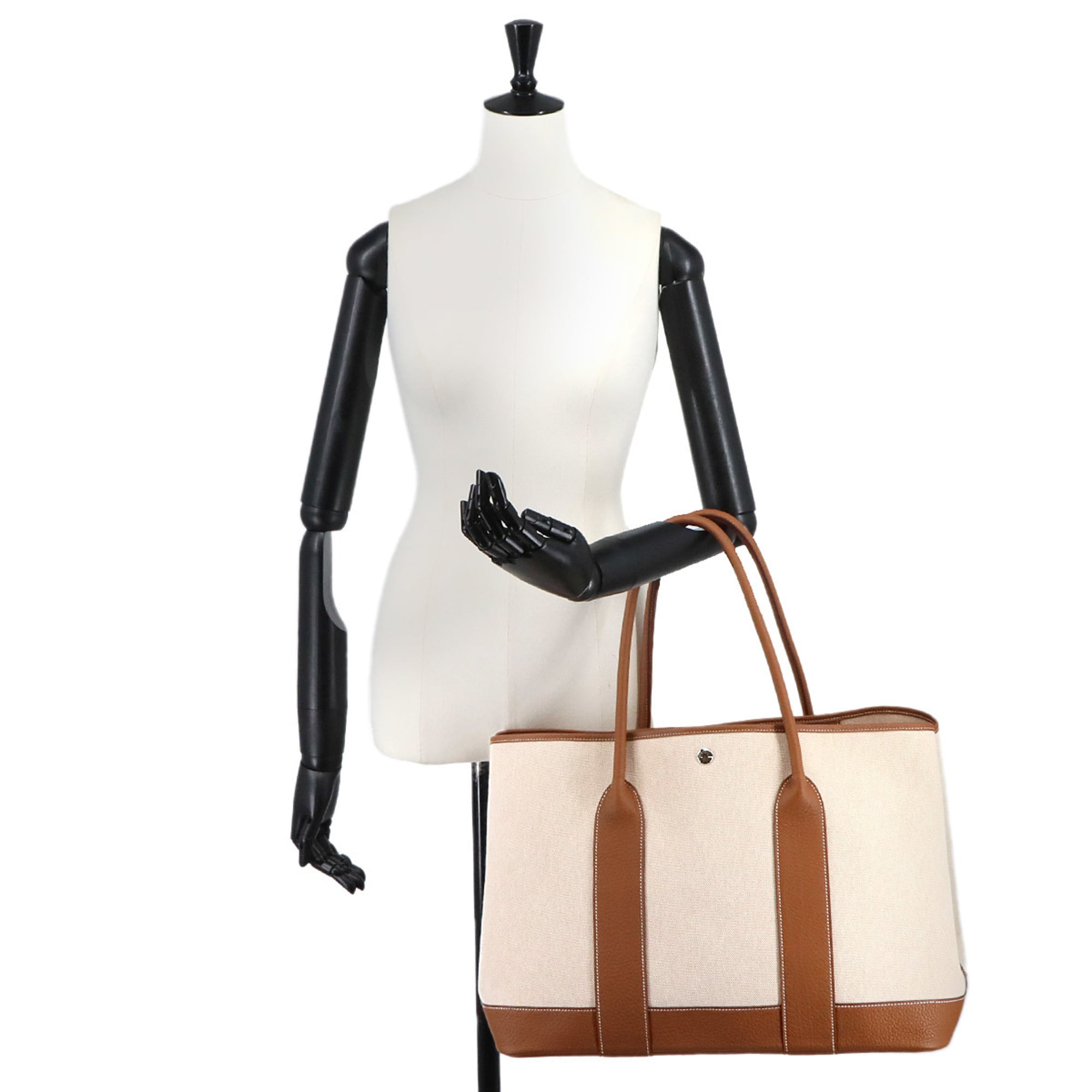Hermes Ecru Gold Toile H Negonda Leather Tote Bag (Pre-Owned)