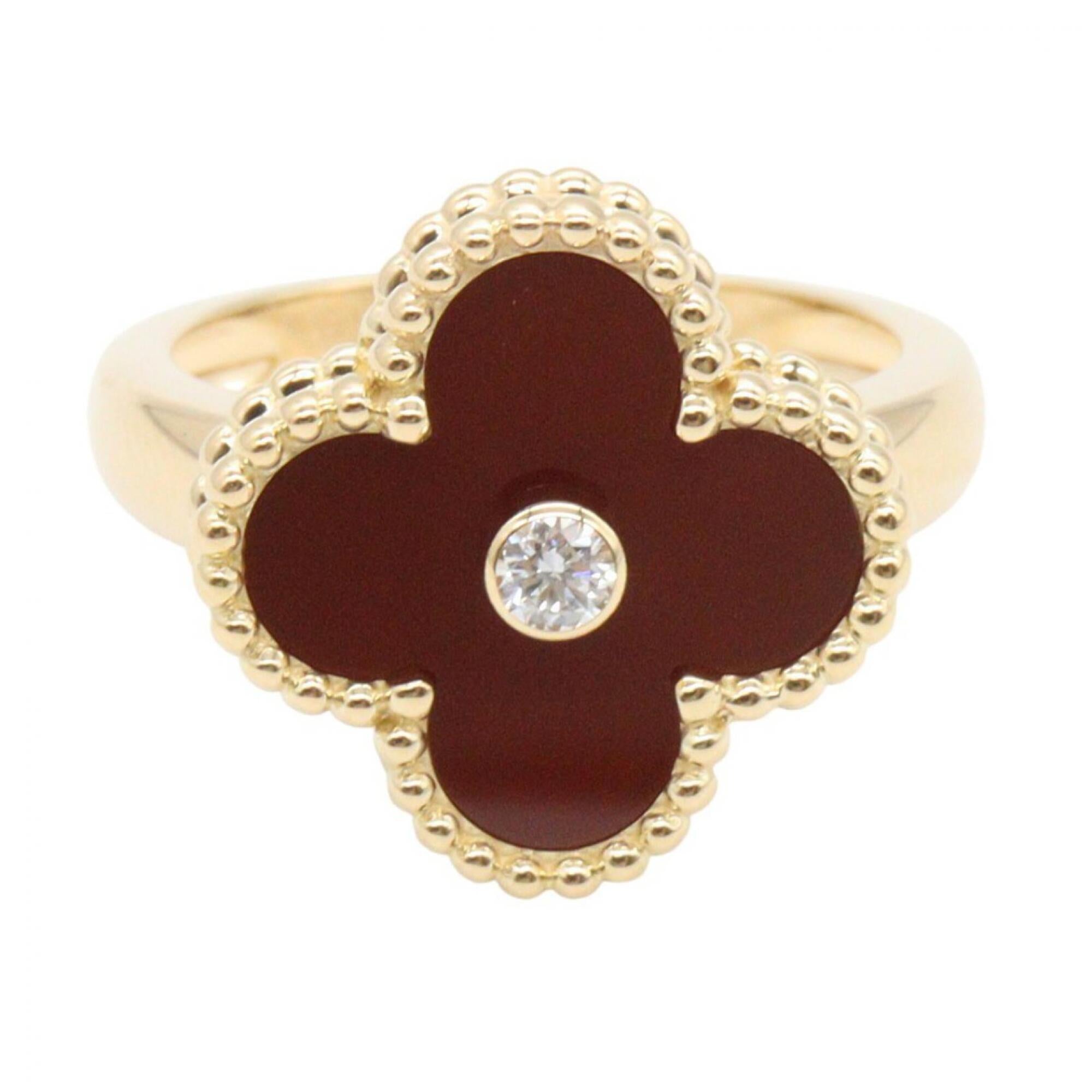 Van Cleef & Arpels Gold Clear Red Color Yellow Gold (18K) Band Ring (Pre-Owned)