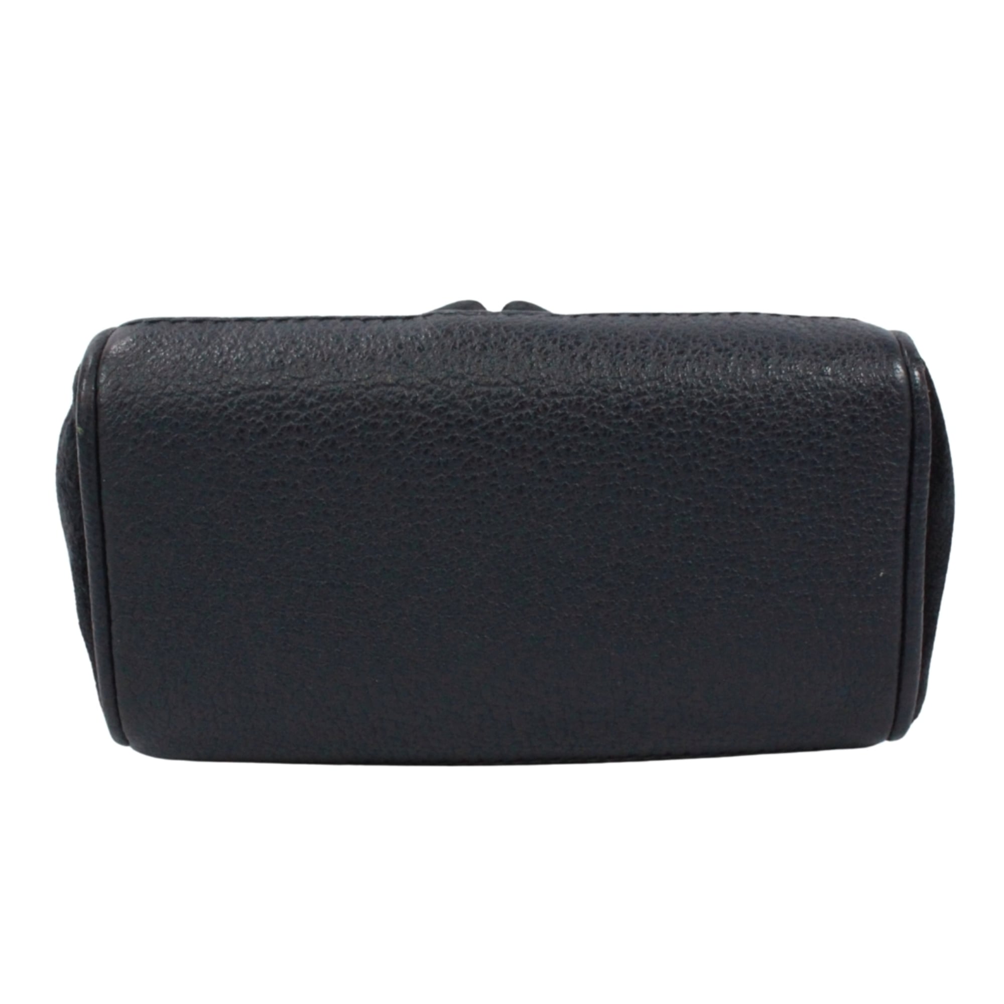 Gucci Navy Bamboo Leather Suede Shoulder Bag (Pre-Owned)