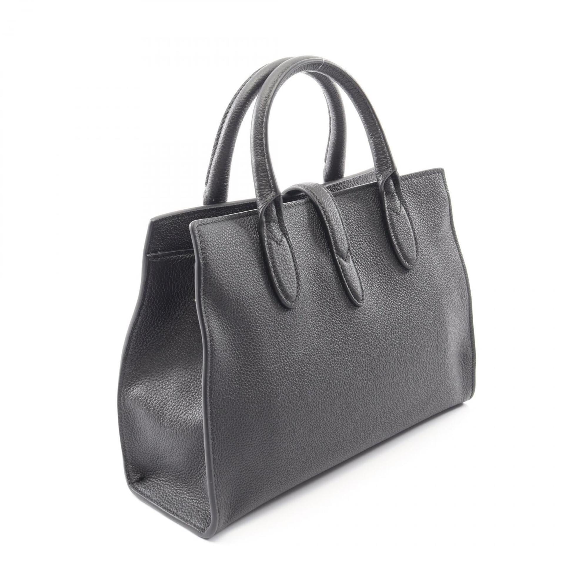 Gucci Black Leather Handbag Tote Bag (Pre-Owned)
