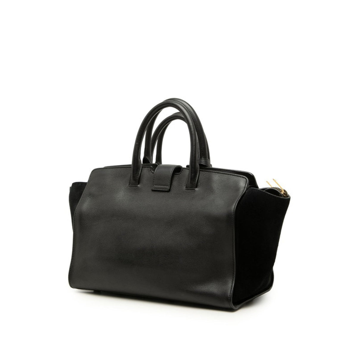 Saint Laurent Black Leather Suede Handbag Shoulder Bag (Pre-Owned)