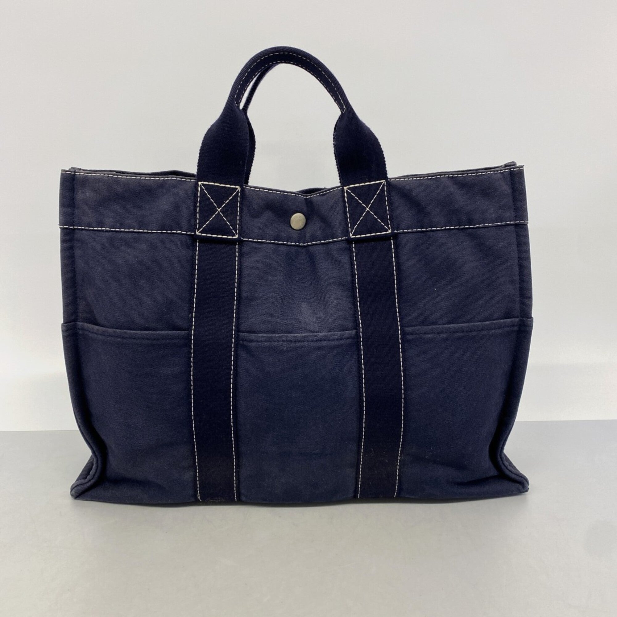 Hermes Navy Canvas Tote Bag (Pre-Owned)