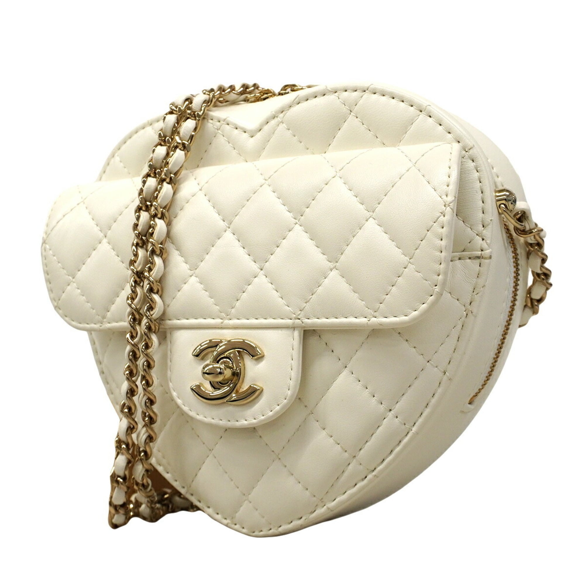 Chanel White Leather Shoulder Bag (Pre-Owned)
