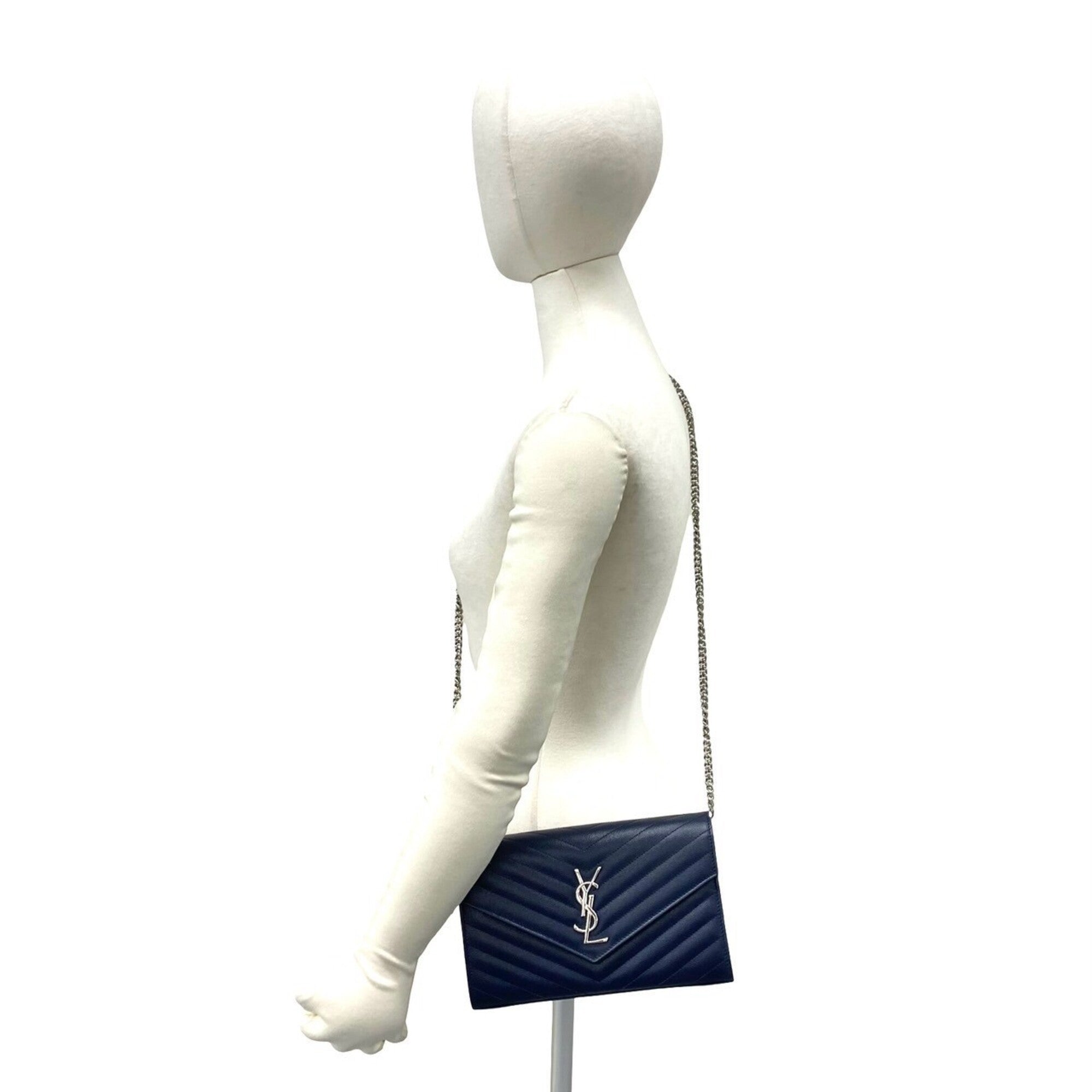 Saint Laurent Navy Leather Shoulder Bag (Pre-Owned)