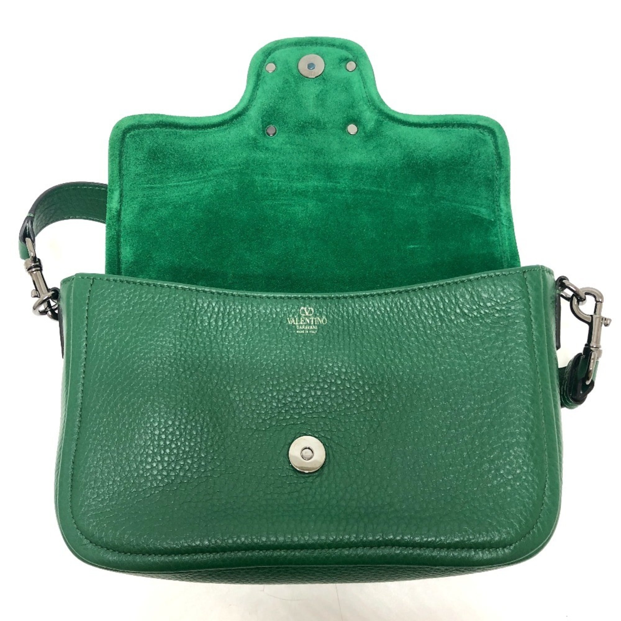 Valentino Garavani Green Leather Handbag Shoulder Bag (Pre-Owned)