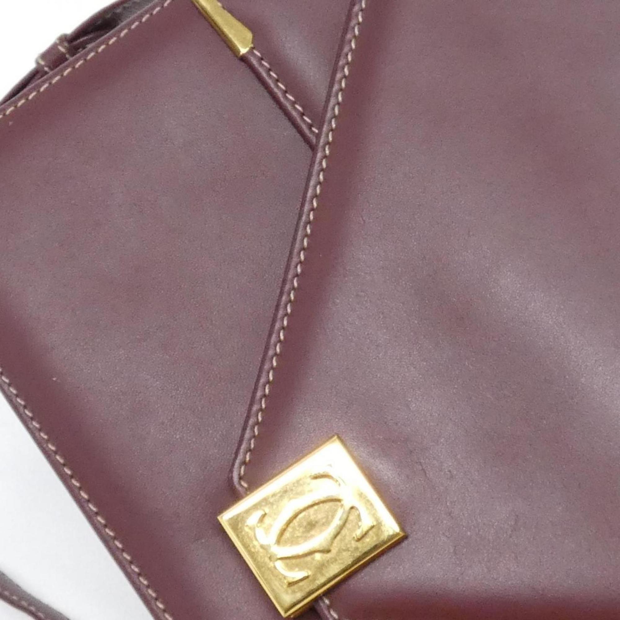 Cartier Bordeaux Leather Shoulder Bag (Pre-Owned)