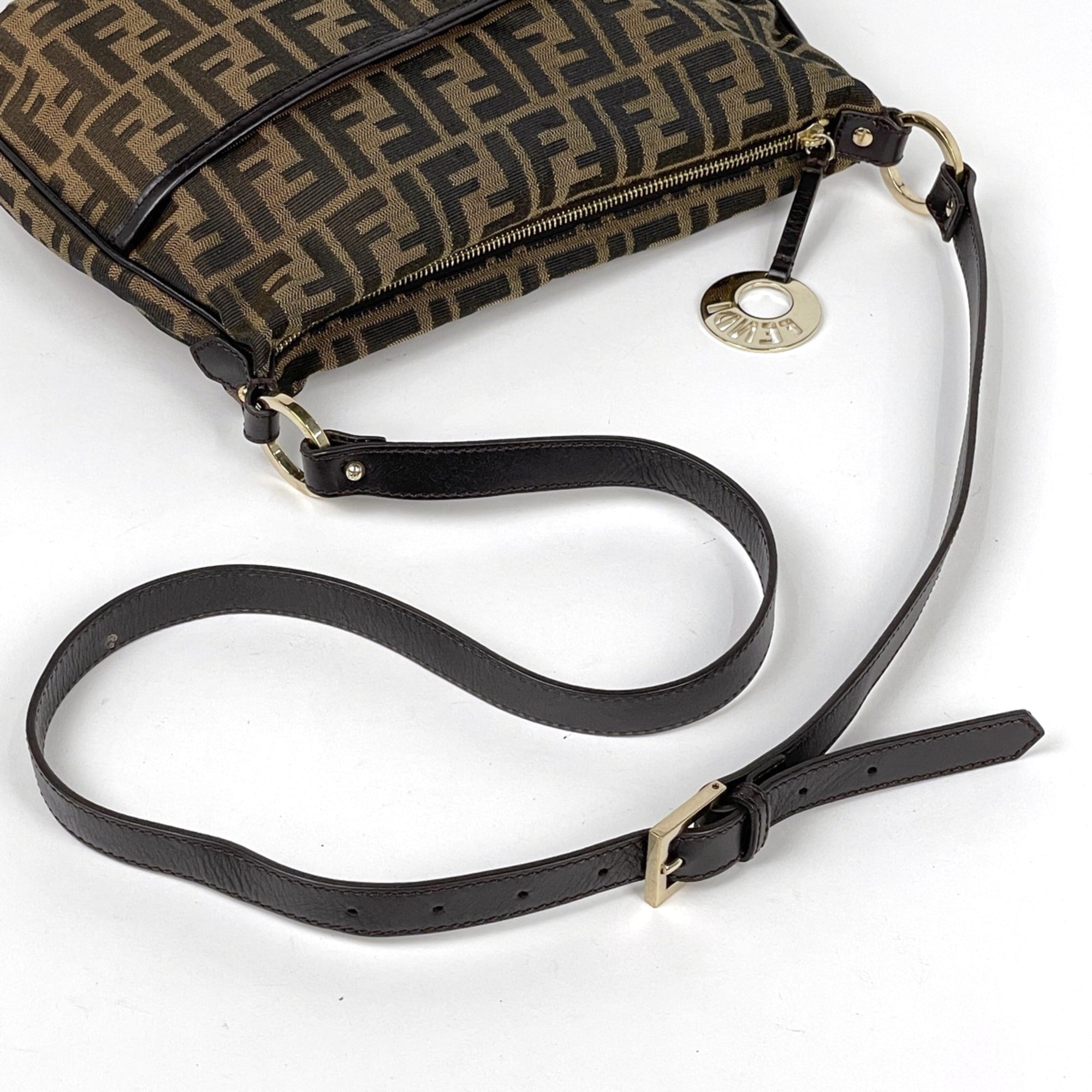Fendi Brown Canvas Leather Shoulder Bag (Pre-Owned)
