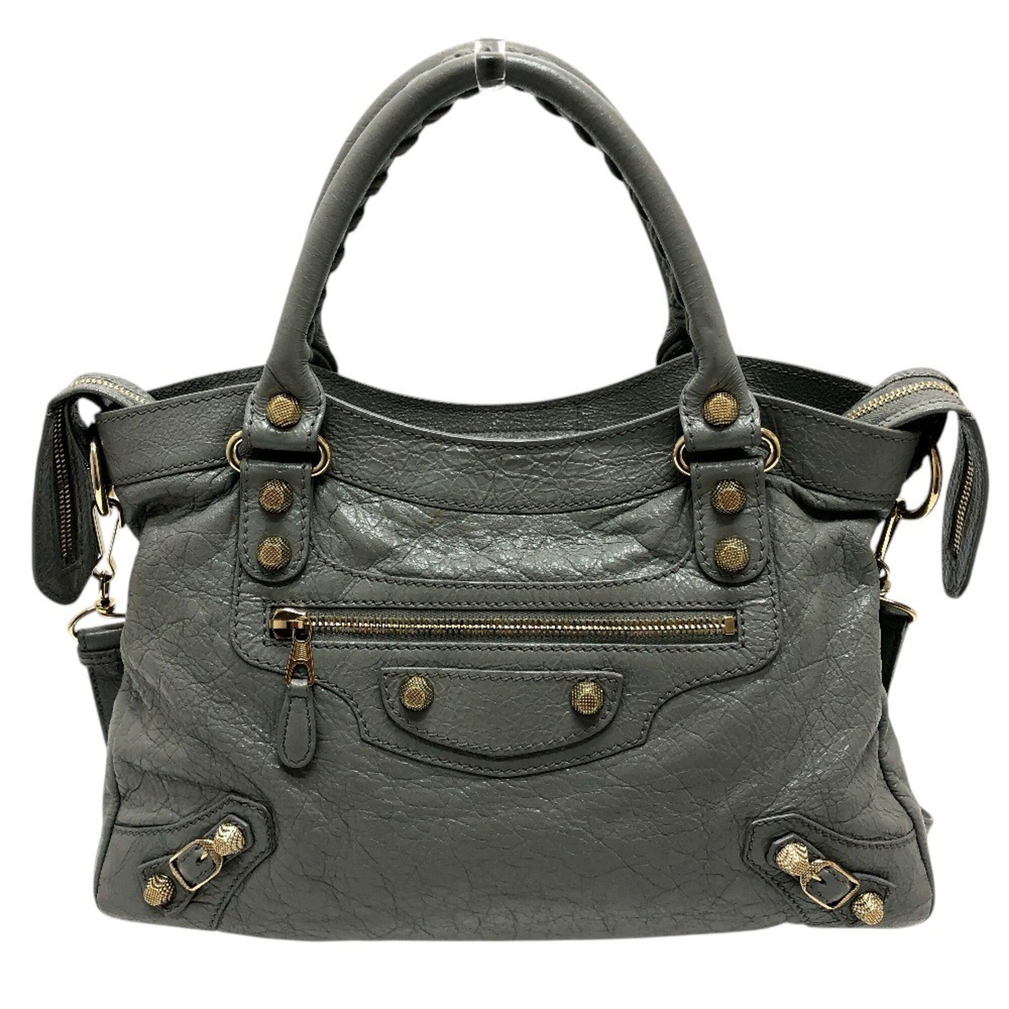 Balenciaga Gray Leather Handbag Shoulder Bag (Pre-Owned)