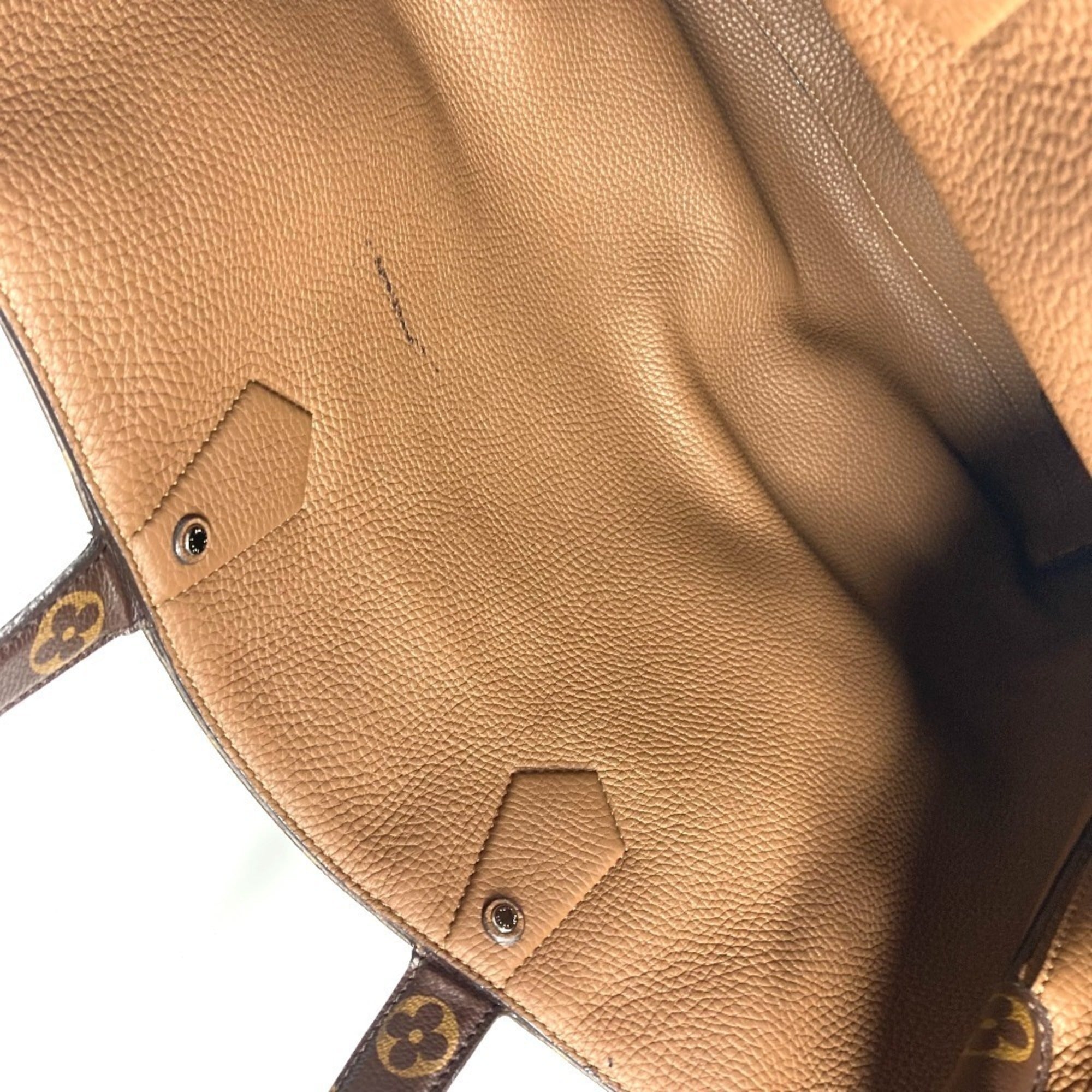 Louis Vuitton Brown Monogram Canvas Leather Shoulder Bag Tote Bag (Pre-Owned)