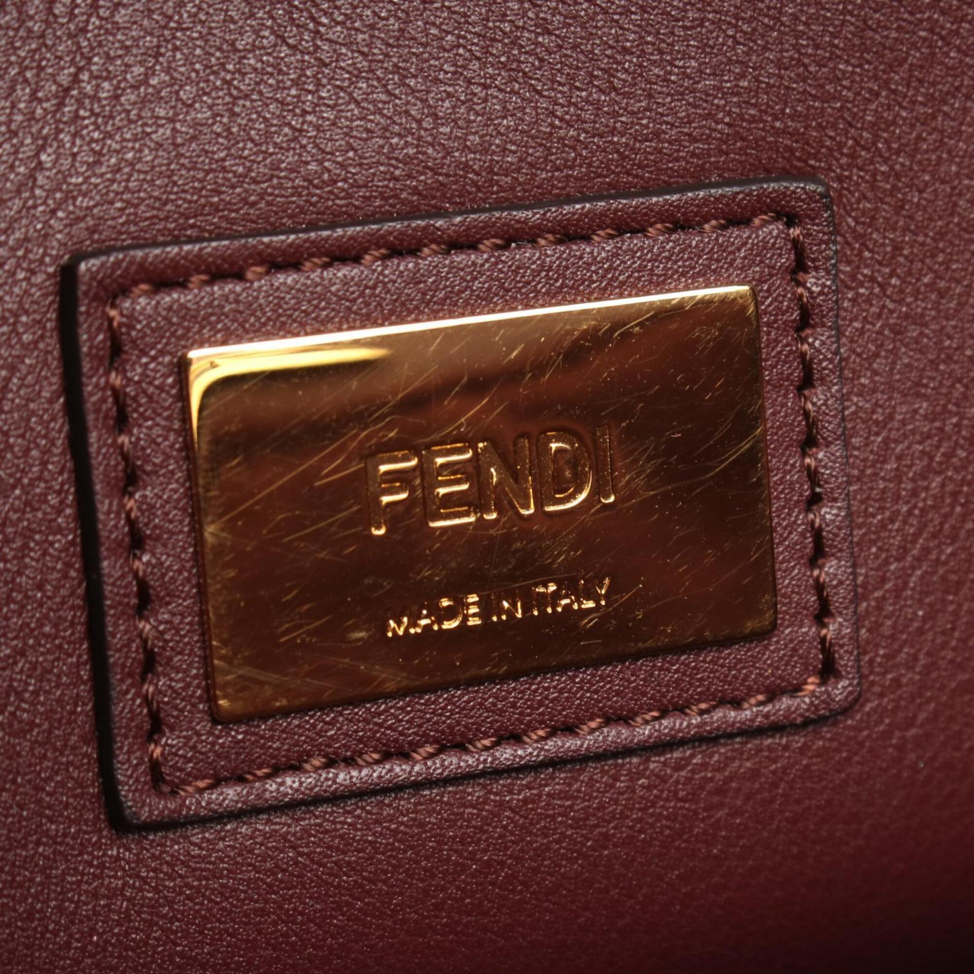 Fendi Bordeaux Leather Handbag (Pre-Owned)