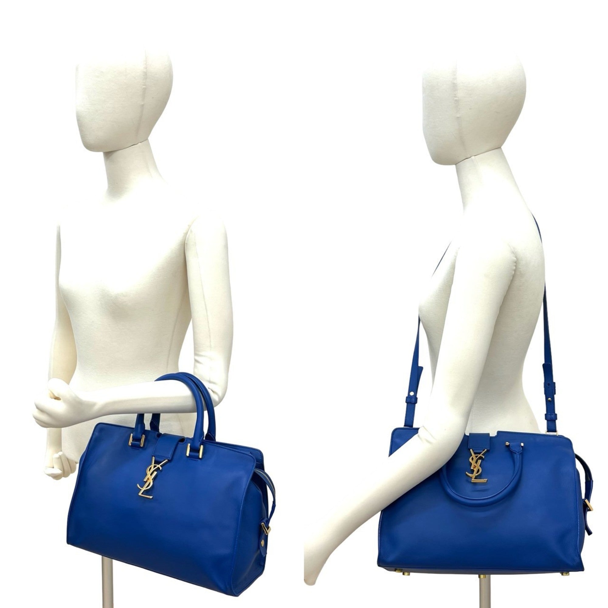 Yves Saint Laurent Blue Leather Handbag Shoulder Bag (Pre-Owned)
