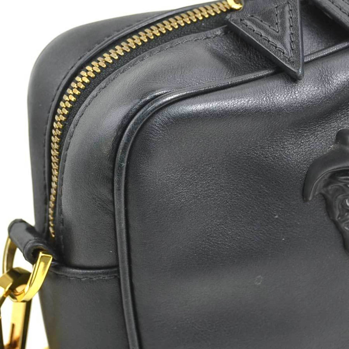 Versace Black Leather Shoulder Bag (Pre-Owned)