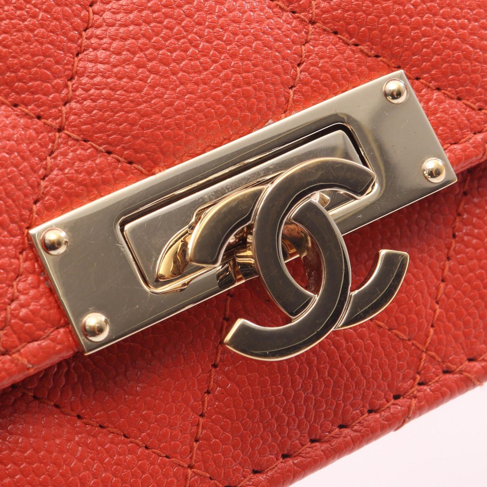 Chanel Orange Leather Shoulder Bag (Pre-Owned)
