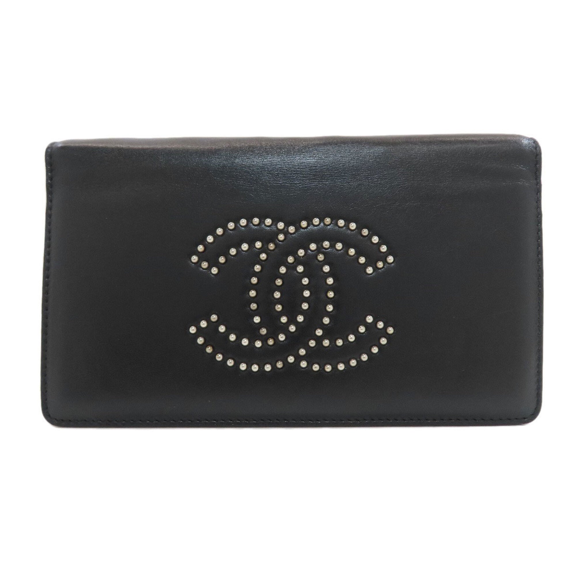 Chanel Black Leather Long Wallet (Bi-Fold) (Pre-Owned)