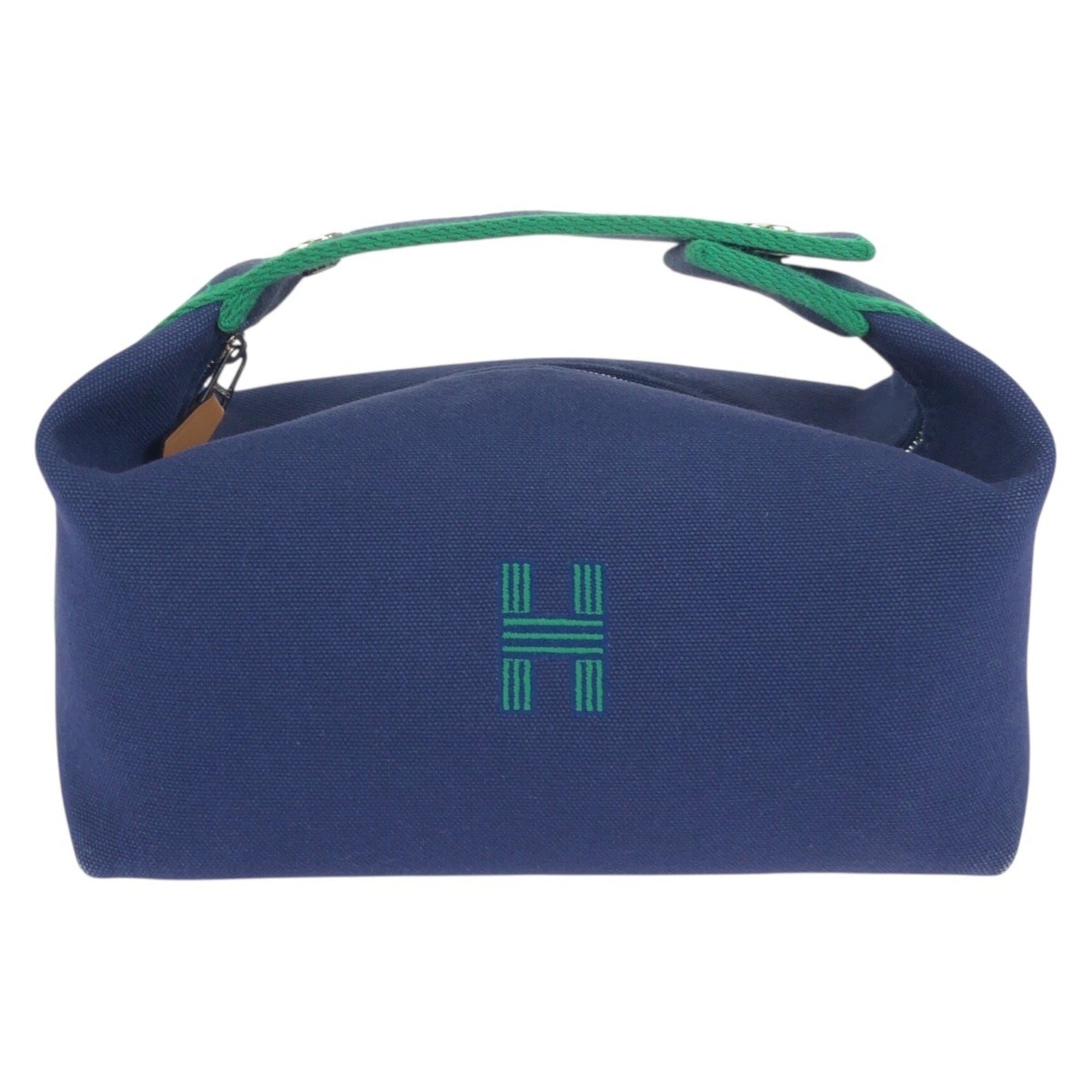 Hermes Blue Green Marine Blue Toile H Handbag Pouch (Pre-Owned)
