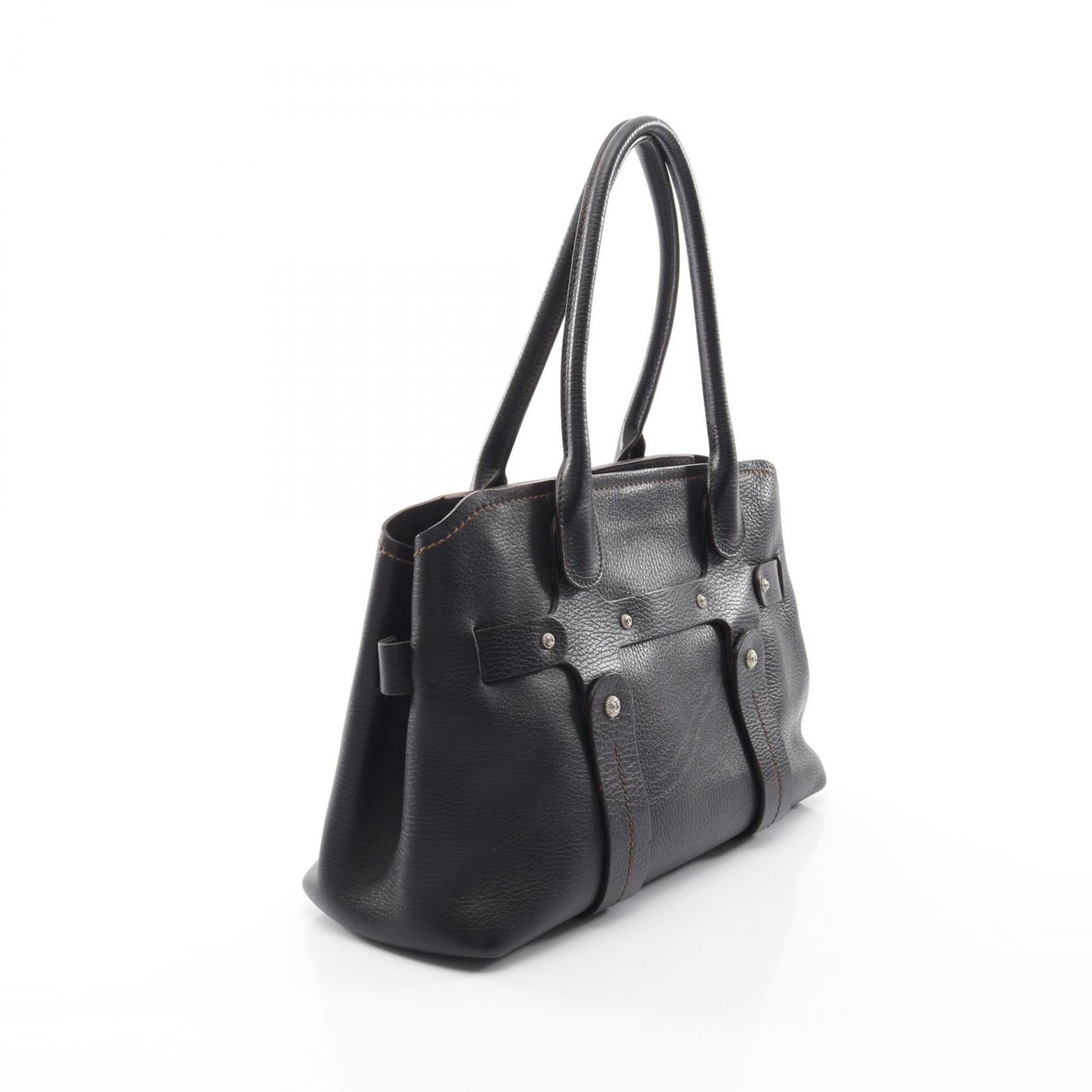 Salvatore Ferragamo Black Leather Handbag Shoulder Bag (Pre-Owned)