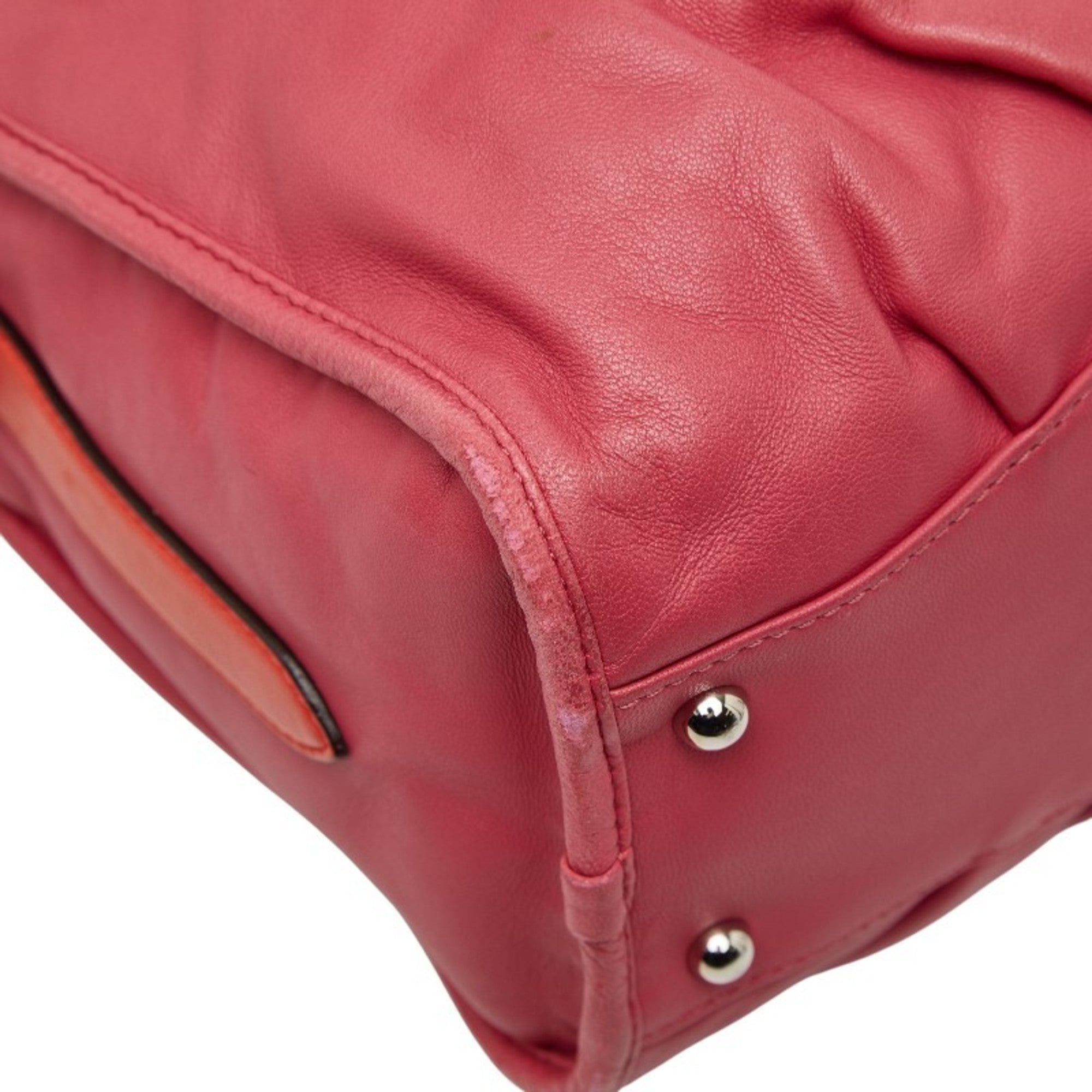 Loewe Pink Red Red Color Leather Handbag Shoulder Bag (Pre-Owned)