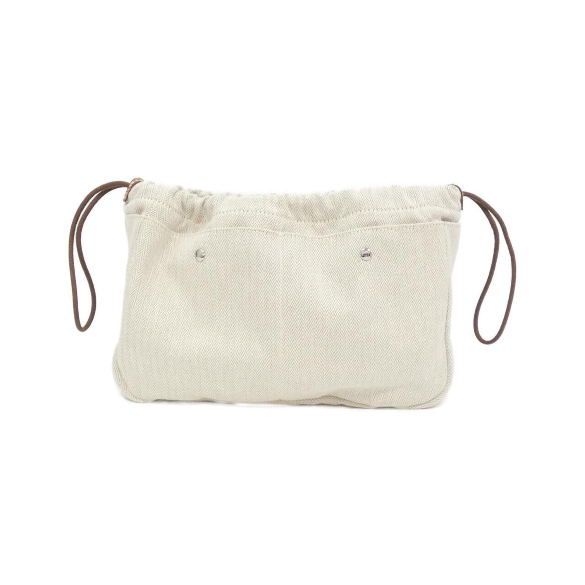Hermes Fauve Feu Natural Toile Chevron Handbag Pouch (Pre-Owned)