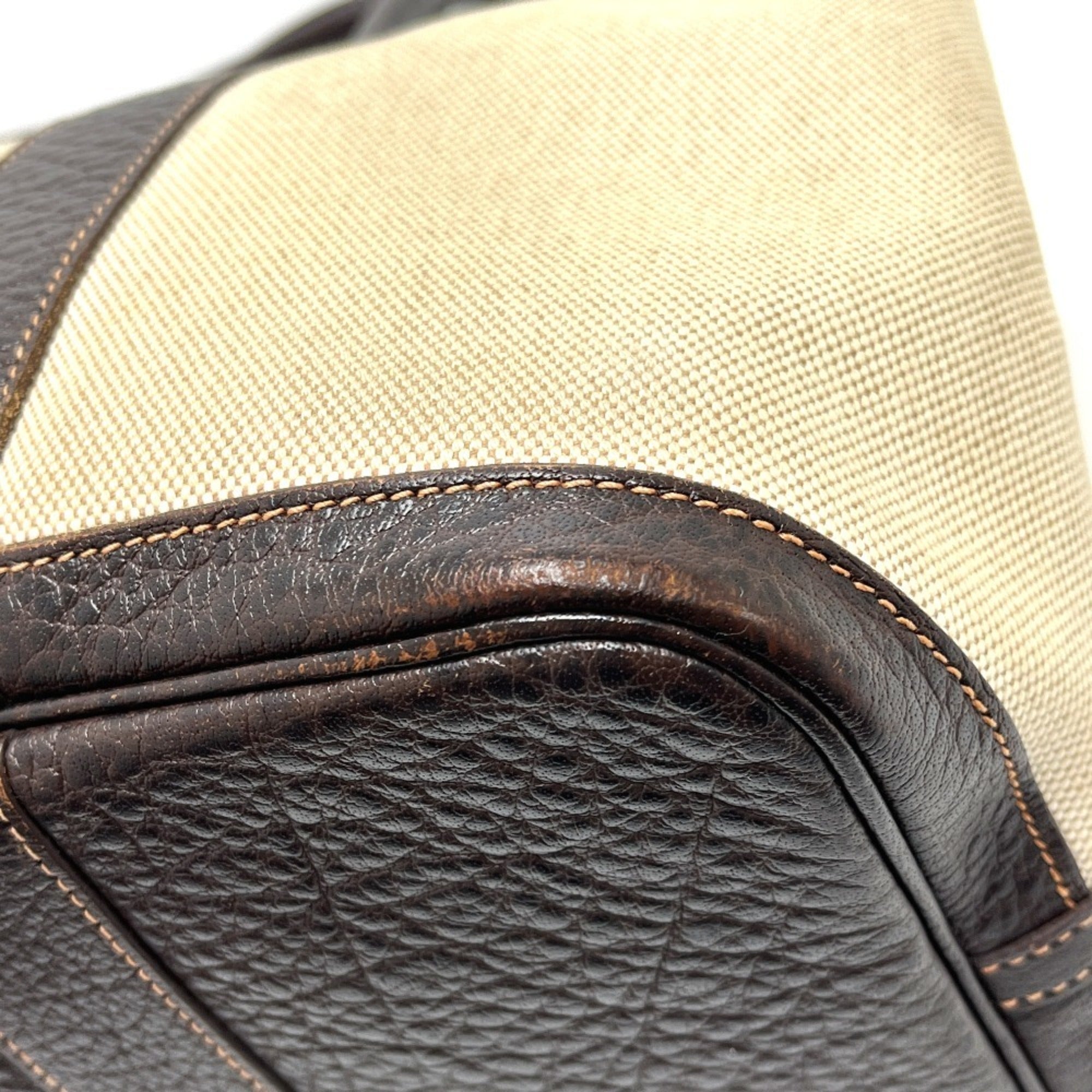 Hermes Beige Brown Toile H Leather Handbag Tote Bag (Pre-Owned)