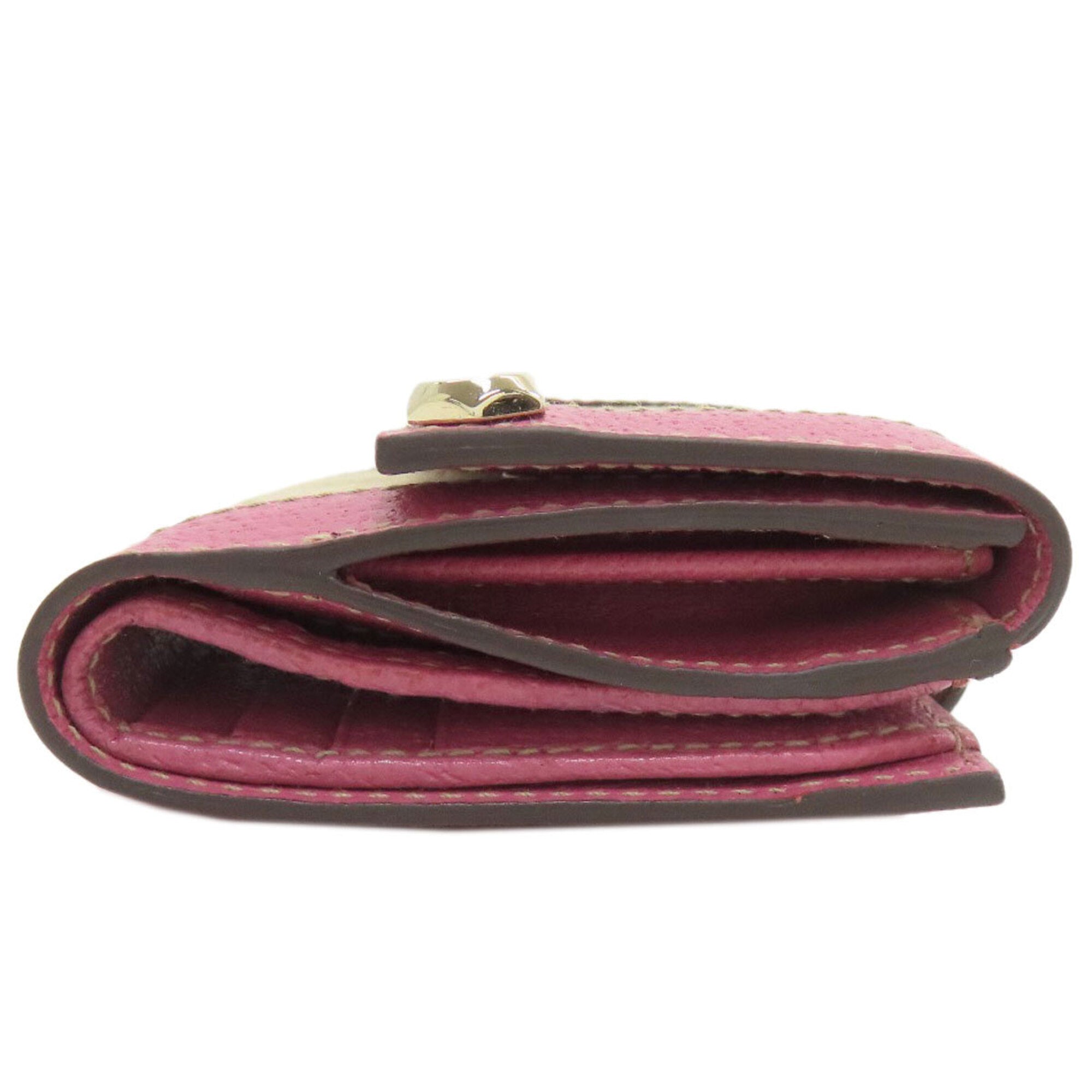 Gucci Brown Pink Canvas Leather Wallet (Bi-Fold) (Pre-Owned)