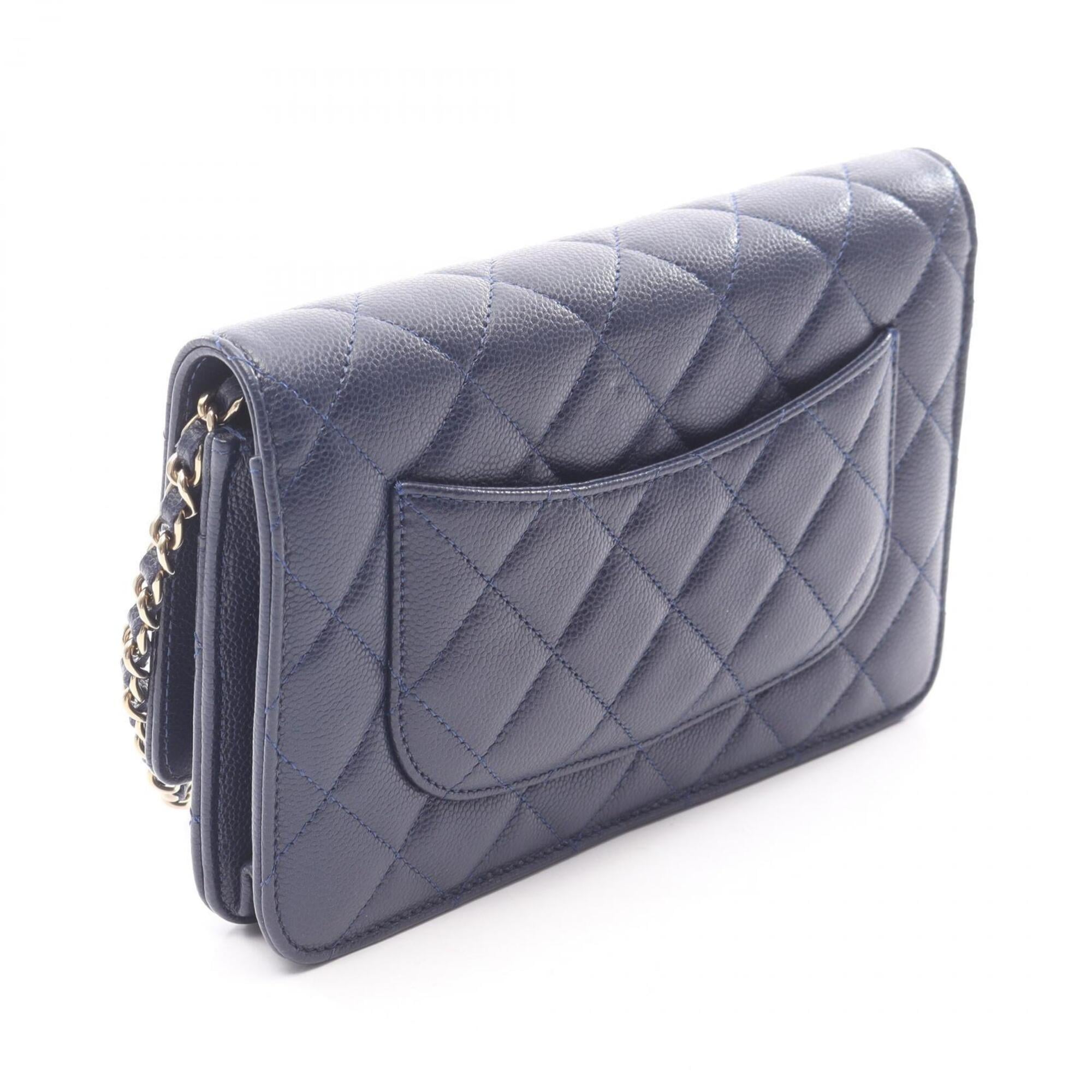 Chanel Navy Grained Calfskin Handbag Shoulder Bag (Pre-Owned)