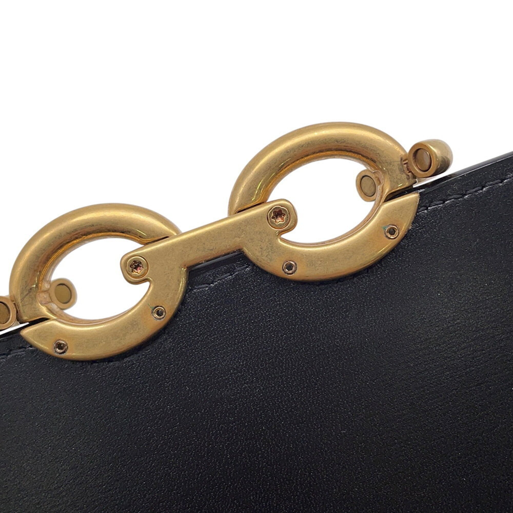 Yves Saint Laurent Black Leather Chain/Shoulder Wallet (Pre-Owned)