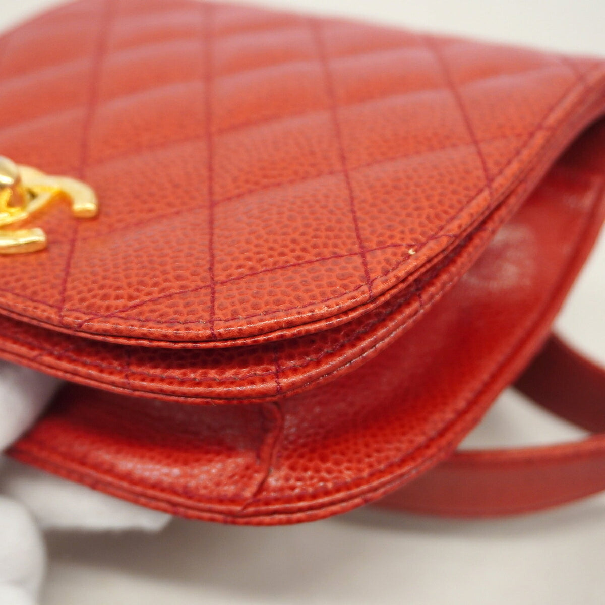 Chanel Red Color Grained Calfskin Fanny Pack (Pre-Owned)