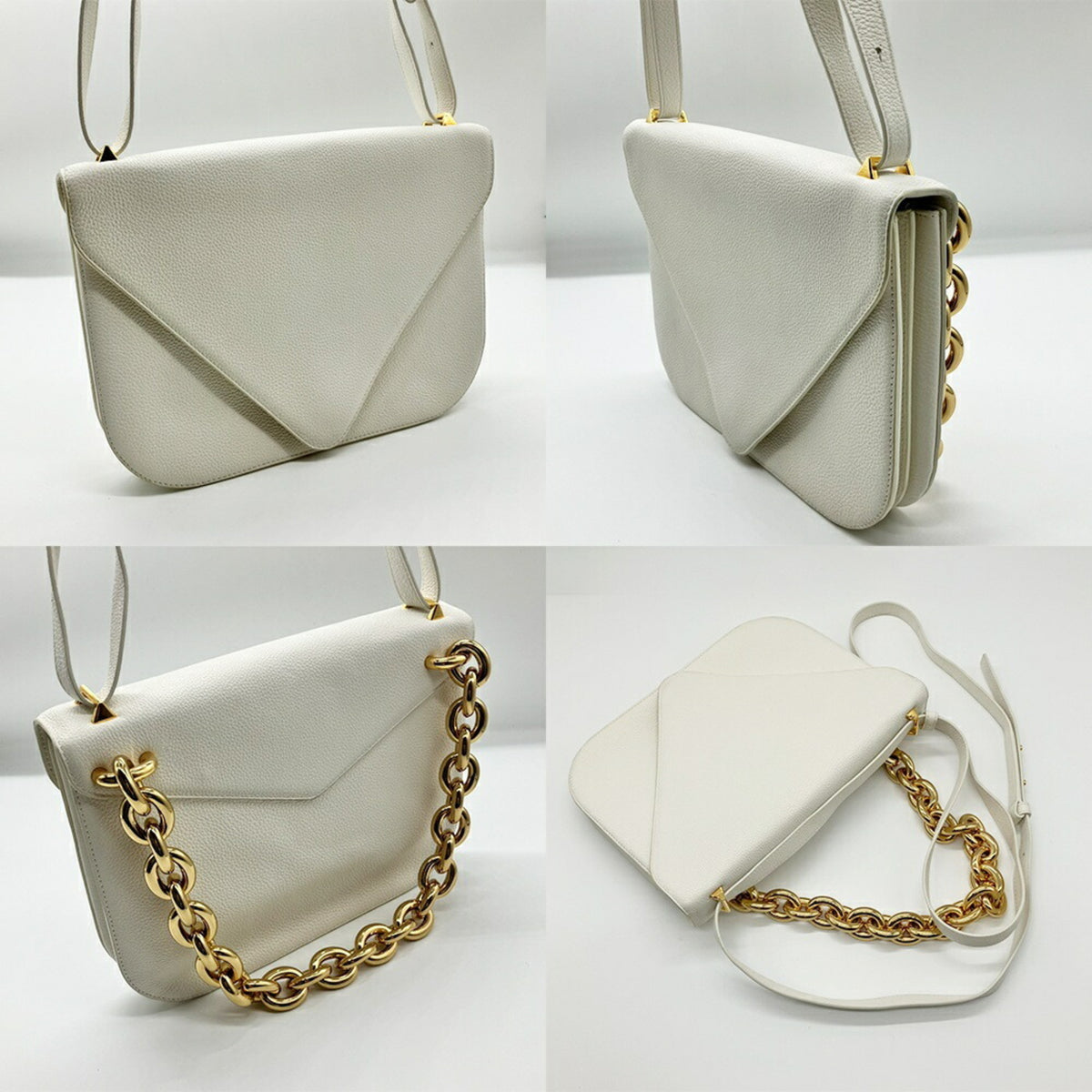 Bottega Veneta White Leather Handbag Shoulder Bag (Pre-Owned)