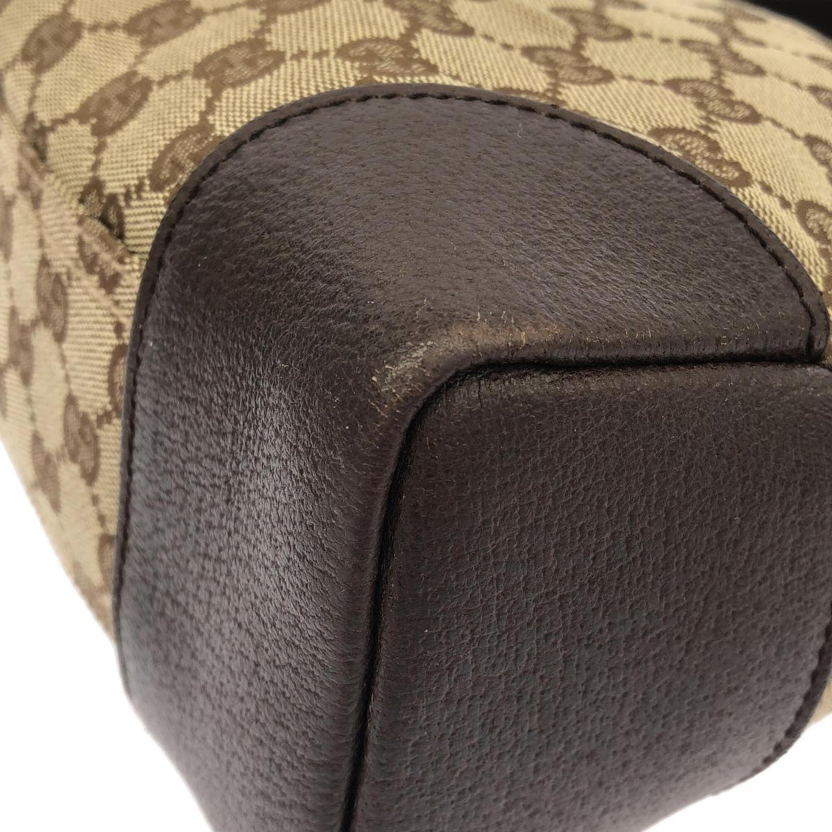 Gucci Beige Dark Brown Gg Canvas Shoulder Bag (Pre-Owned)