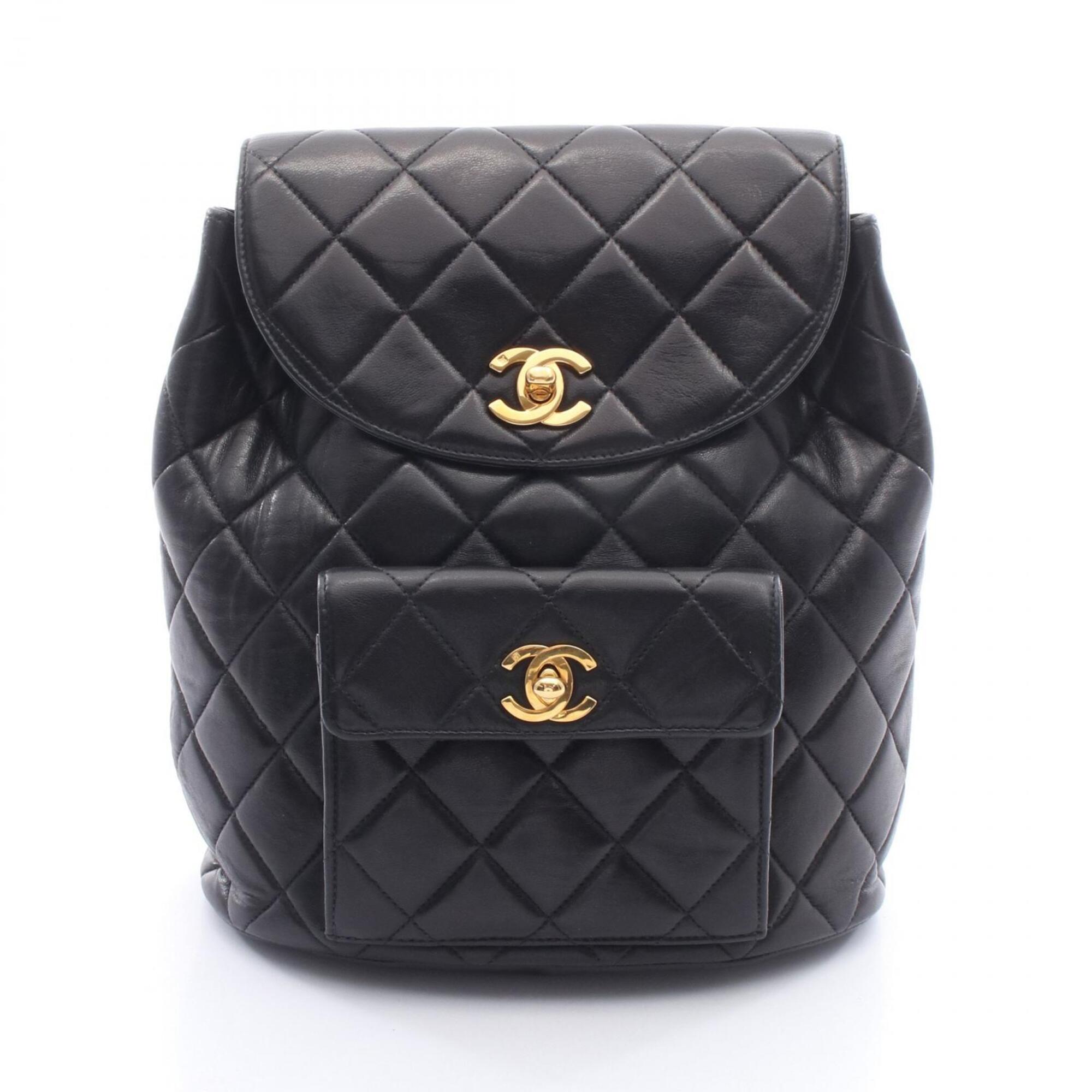 Chanel Black Leather Backpack Handbag (Pre-Owned)