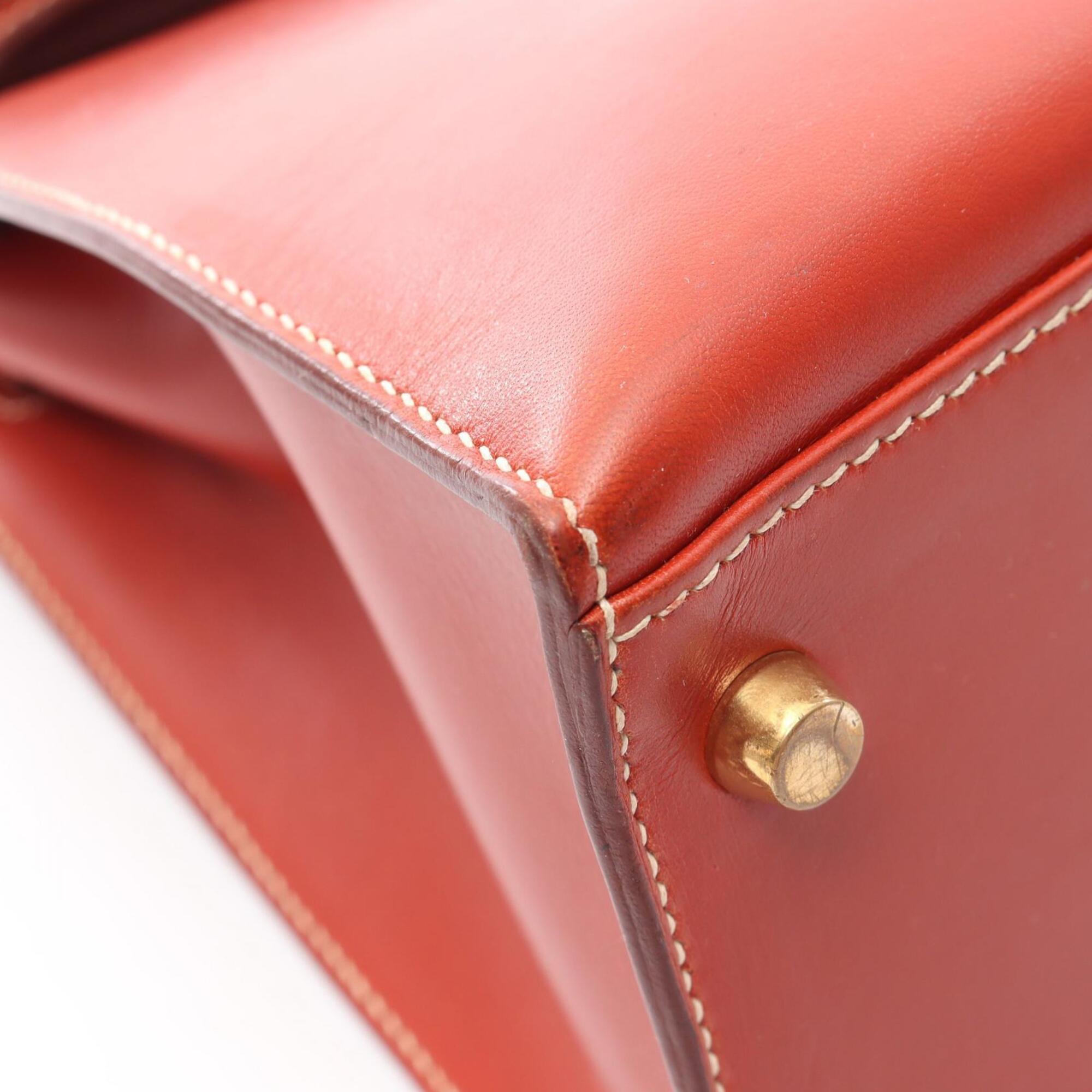 Hermes Brique Brown Box Calf Leather Handbag (Pre-Owned)
